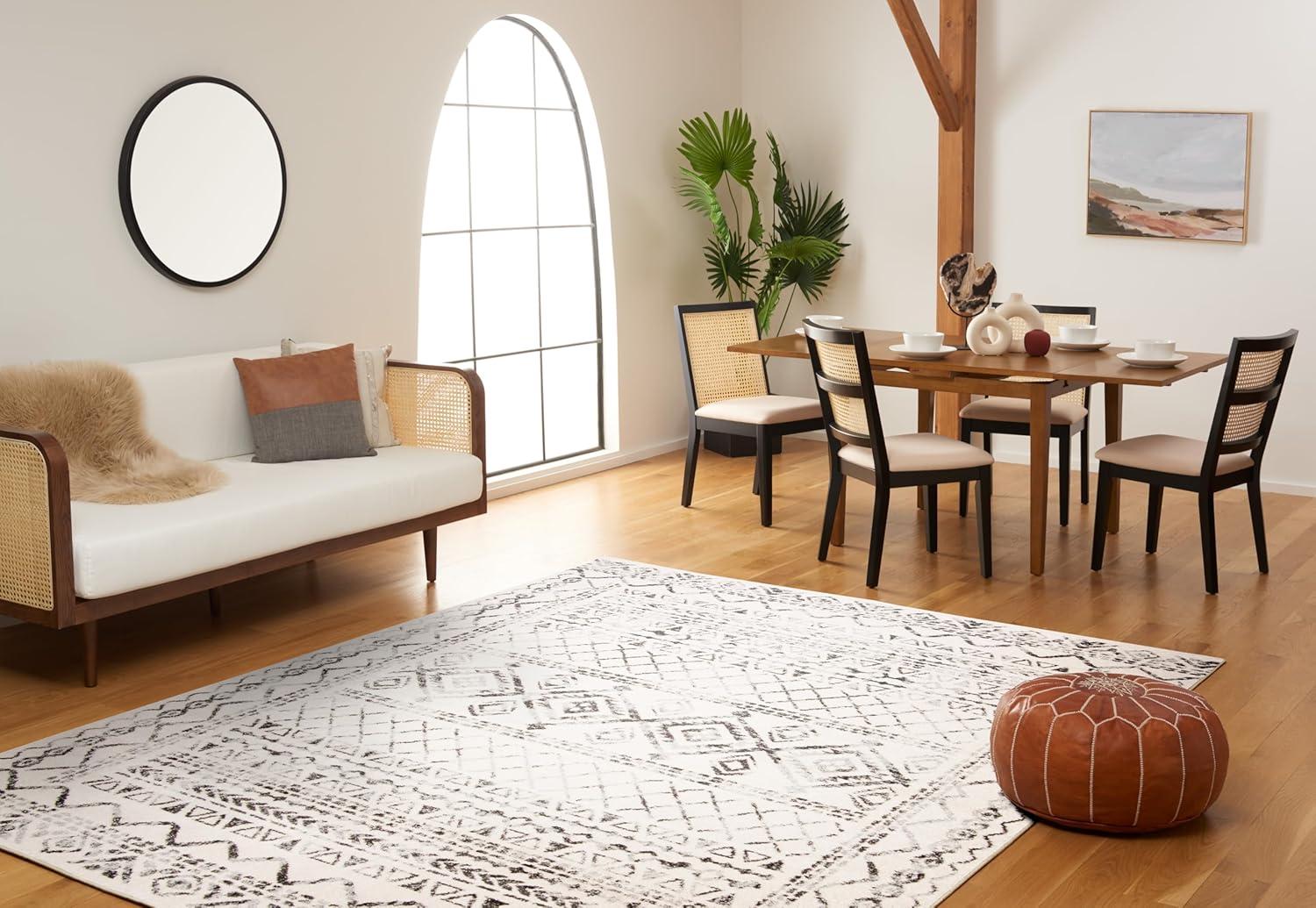 image:imageSAFAVIEH Area Rug 8x10 Tulum Collection Large Ivory amp Black Moroccan Boho Distressed Design NonShedding amp Easy to Clean Ideal for Living Room Bedroom Dining Space TUL268DIvoryGrey