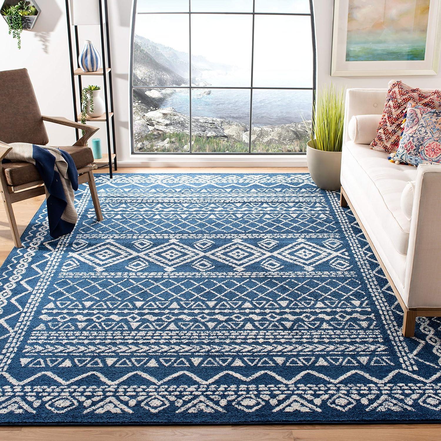 image:imageSAFAVIEH Area Rug 8x10 Tulum Collection Large Ivory amp Black Moroccan Boho Distressed Design NonShedding amp Easy to Clean Ideal for Living Room Bedroom Dining Space TUL268DNavyIvory