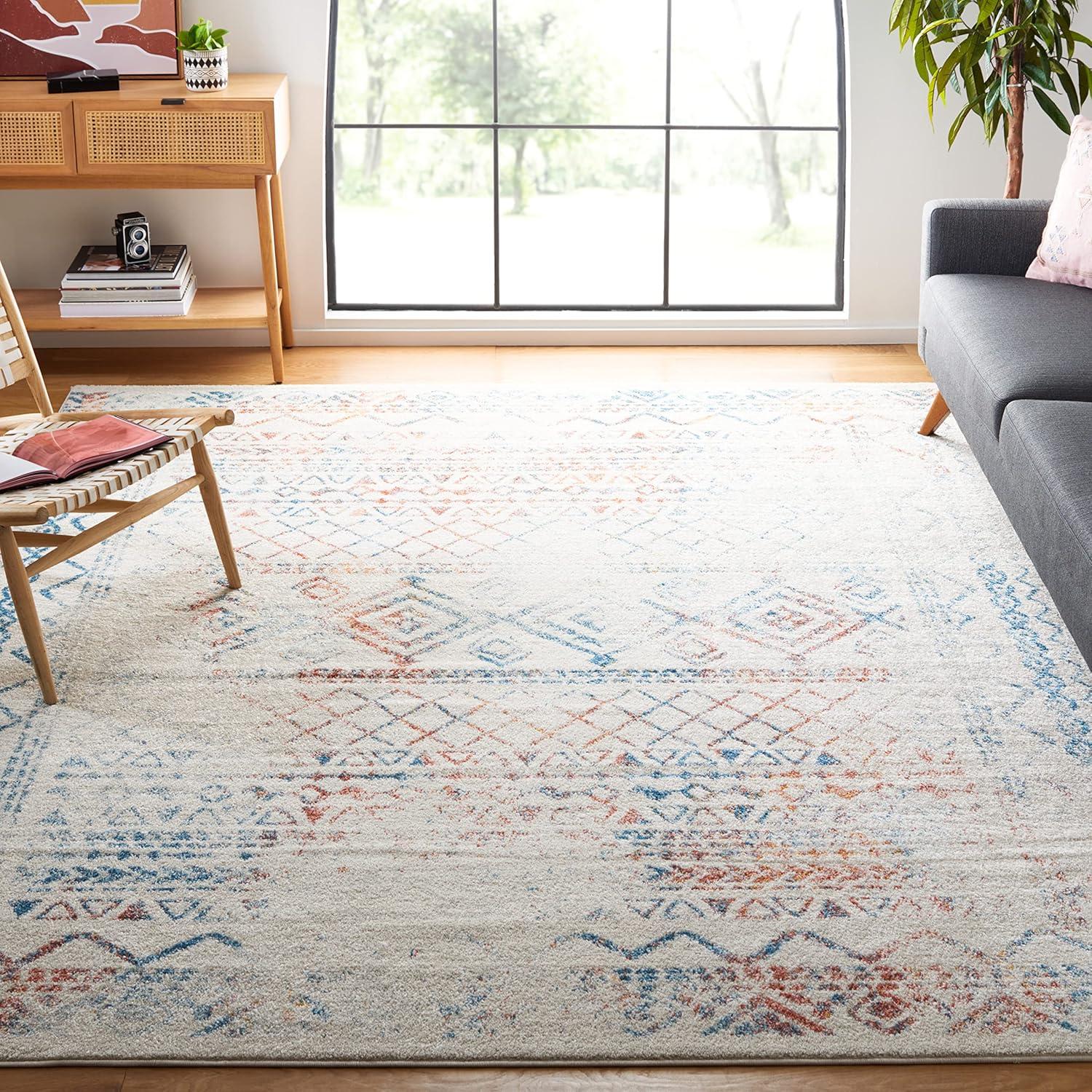 image:imageSAFAVIEH Area Rug 8x10 Tulum Collection Large Ivory amp Black Moroccan Boho Distressed Design NonShedding amp Easy to Clean Ideal for Living Room Bedroom Dining Space TUL268DIvoryTurquoise