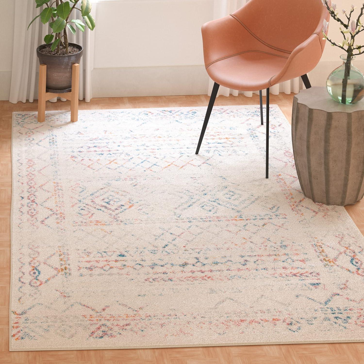 image:imageSAFAVIEH Area Rug 8x10 Tulum Collection Large Ivory amp Black Moroccan Boho Distressed Design NonShedding amp Easy to Clean Ideal for Living Room Bedroom Dining Space TUL268DIvoryTurquoise