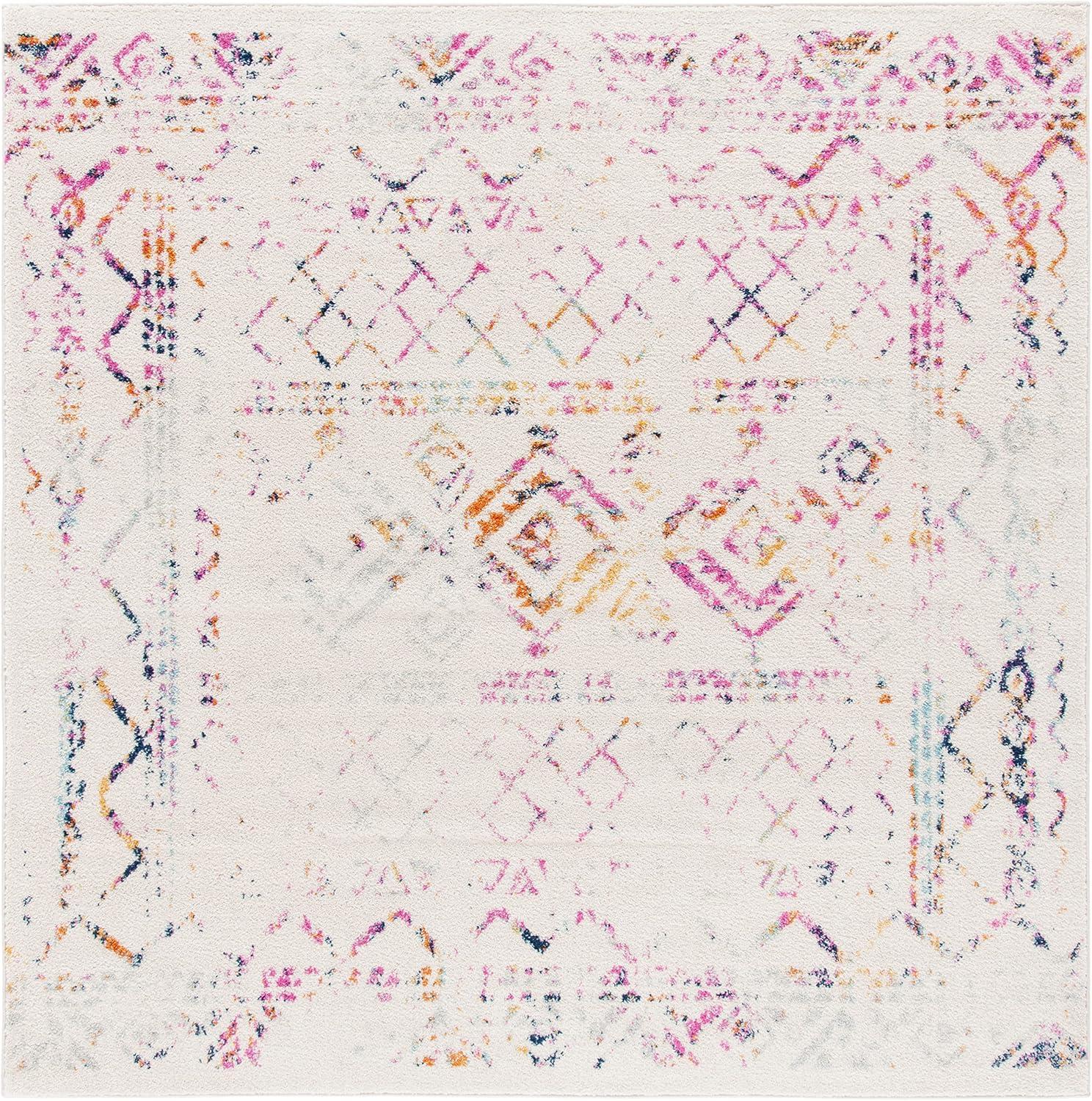 image:imageSAFAVIEH Area Rug 8x10 Tulum Collection Large Ivory amp Black Moroccan Boho Distressed Design NonShedding amp Easy to Clean Ideal for Living Room Bedroom Dining Space TUL268DIvoryFuchsia