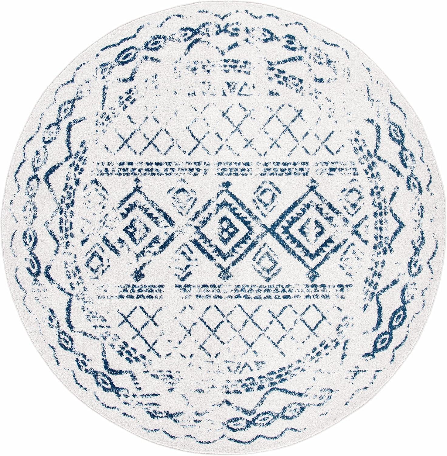 image:imageSAFAVIEH Area Rug 8x10 Tulum Collection Large Ivory amp Black Moroccan Boho Distressed Design NonShedding amp Easy to Clean Ideal for Living Room Bedroom Dining Space TUL268DIvoryNavy