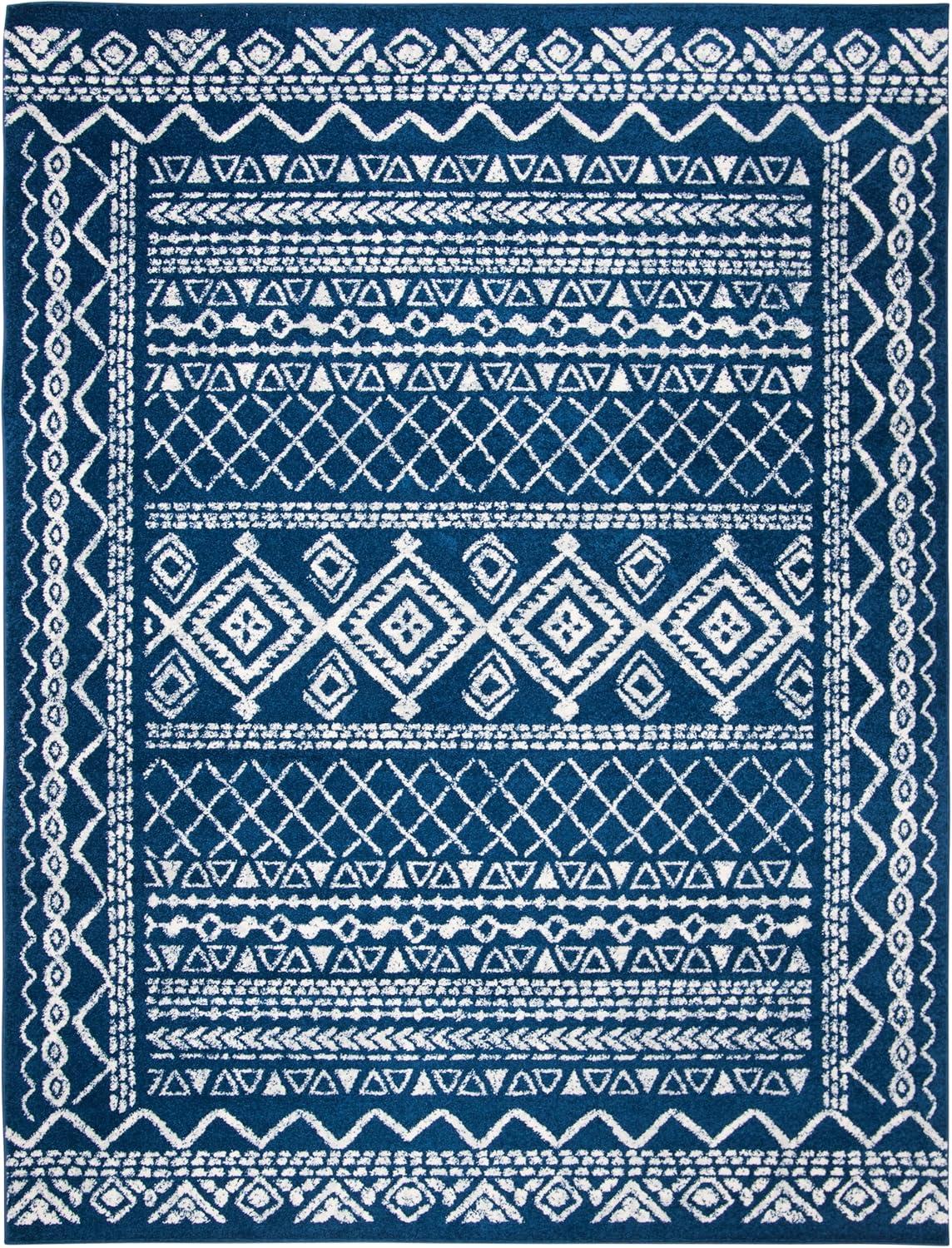 image:imageSAFAVIEH Area Rug 8x10 Tulum Collection Large Ivory amp Black Moroccan Boho Distressed Design NonShedding amp Easy to Clean Ideal for Living Room Bedroom Dining Space TUL268DNavyIvory