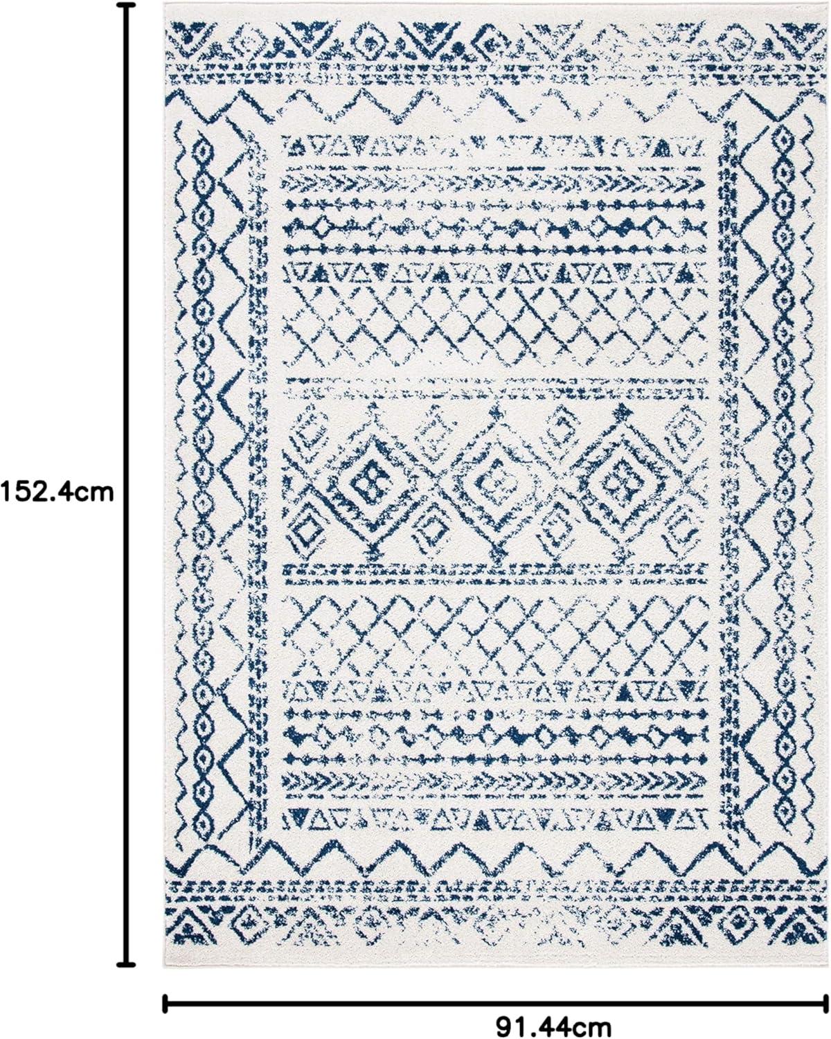image:imageSAFAVIEH Area Rug 8x10 Tulum Collection Large Ivory amp Black Moroccan Boho Distressed Design NonShedding amp Easy to Clean Ideal for Living Room Bedroom Dining Space TUL268DIvoryNavy