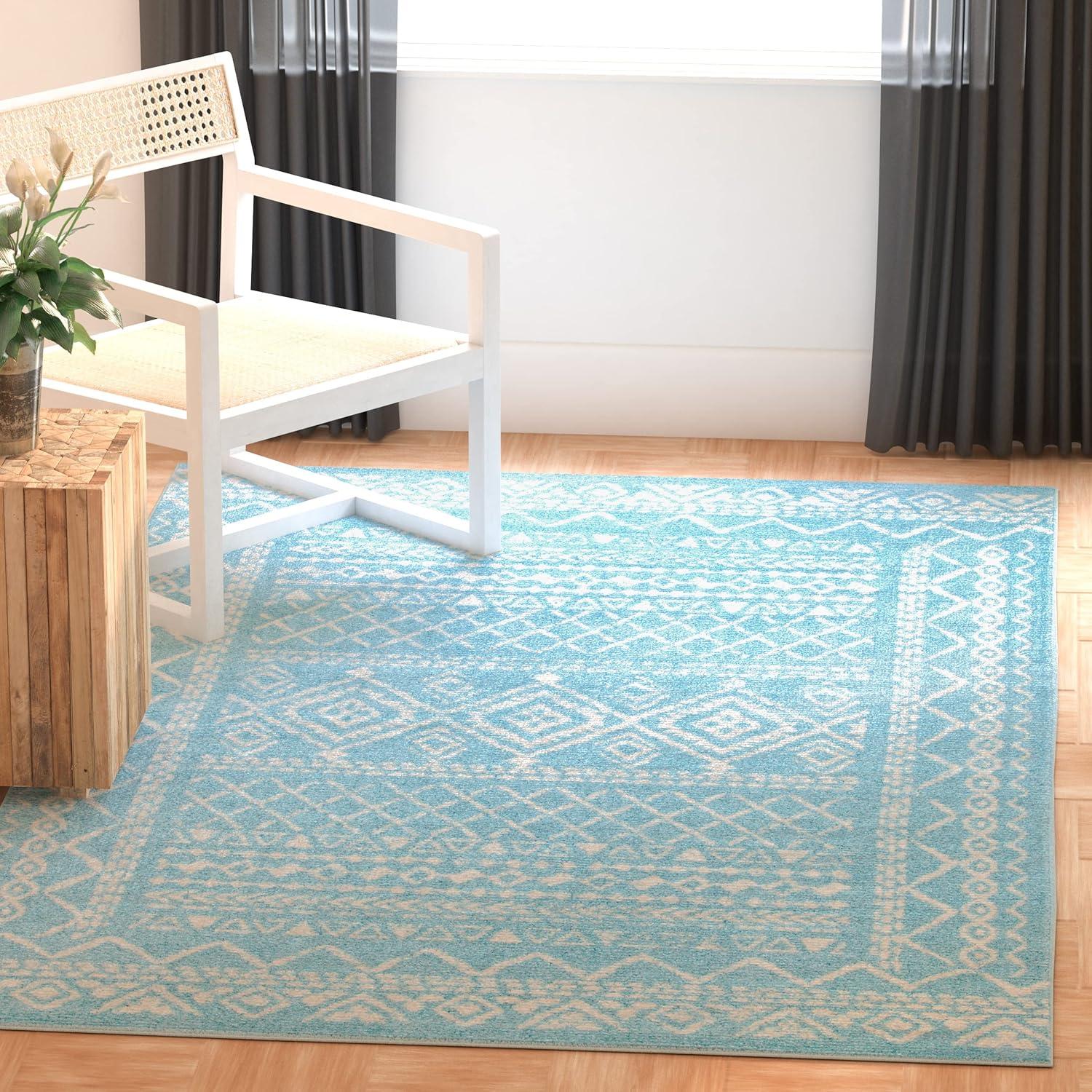 image:imageSAFAVIEH Area Rug 8x10 Tulum Collection Large Ivory amp Black Moroccan Boho Distressed Design NonShedding amp Easy to Clean Ideal for Living Room Bedroom Dining Space TUL268DTurquoiseIvory