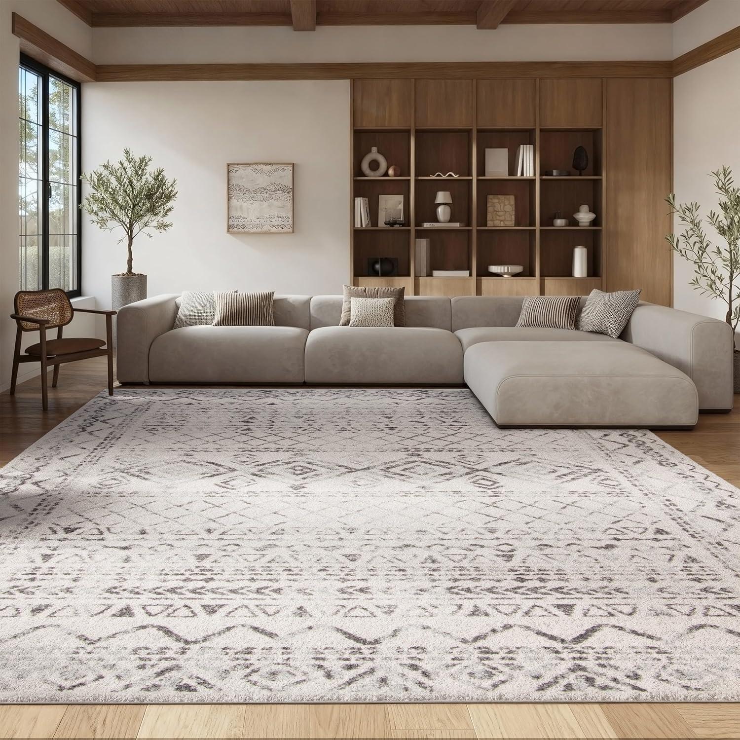 image:imageSAFAVIEH Area Rug 8x10 Tulum Collection Large Ivory amp Black Moroccan Boho Distressed Design NonShedding amp Easy to Clean Ideal for Living Room Bedroom Dining Space TUL268DIvoryGrey