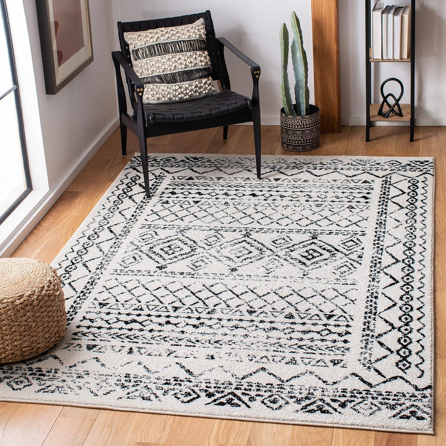 image:imageSAFAVIEH Area Rug 8x10 Tulum Collection Large Ivory amp Black Moroccan Boho Distressed Design NonShedding amp Easy to Clean Ideal for Living Room Bedroom Dining Space TUL268DIvoryBlack