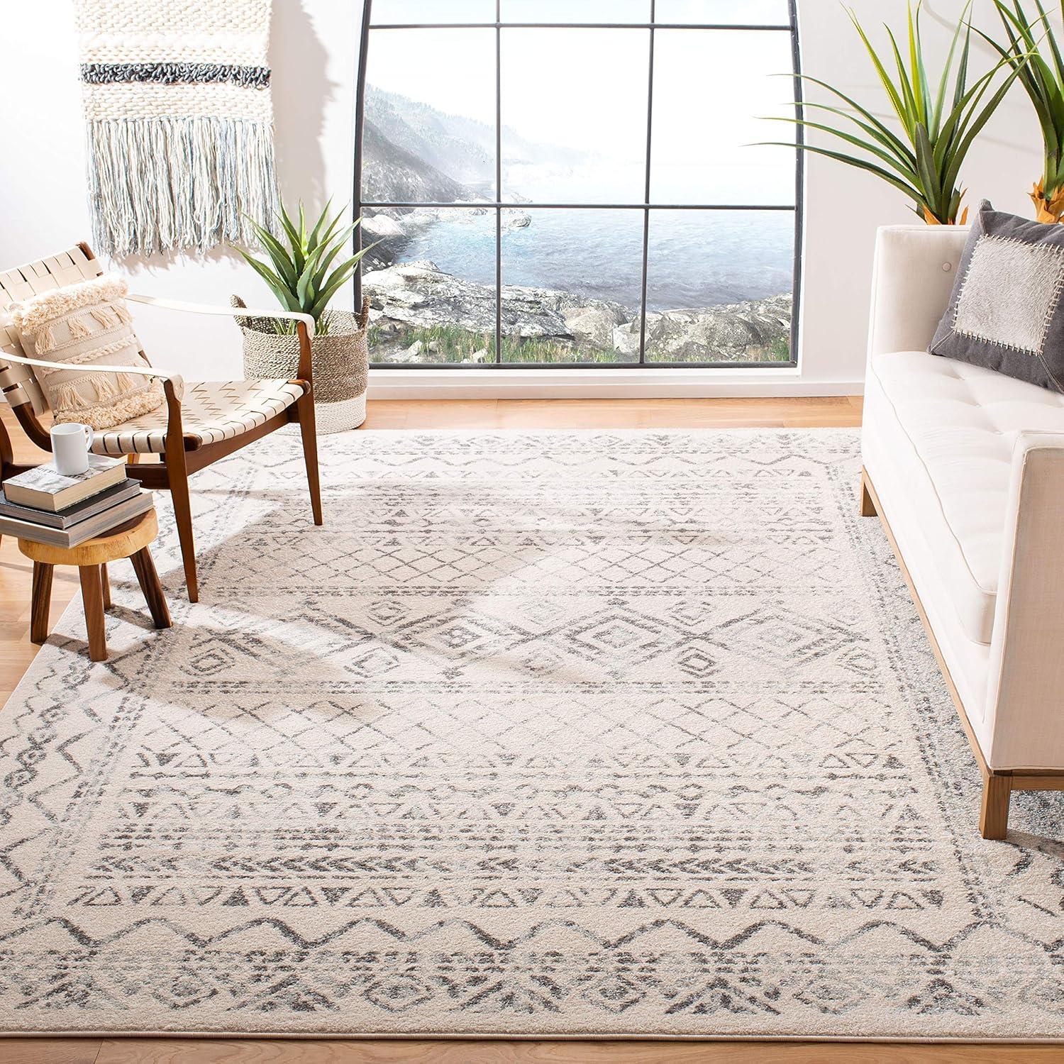 image:imageSAFAVIEH Area Rug 8x10 Tulum Collection Large Ivory amp Black Moroccan Boho Distressed Design NonShedding amp Easy to Clean Ideal for Living Room Bedroom Dining Space TUL268DIvoryGrey