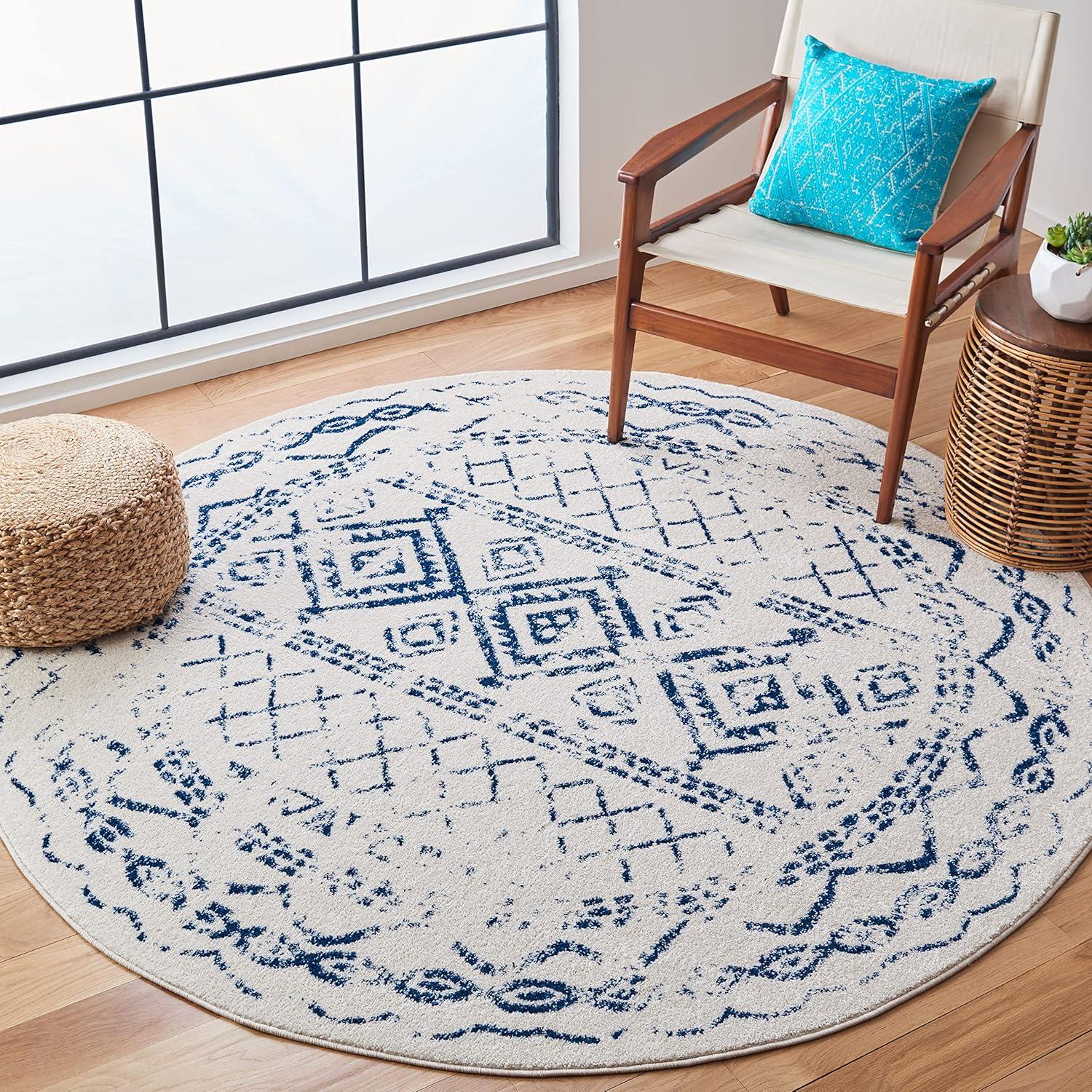 image:imageSAFAVIEH Area Rug 8x10 Tulum Collection Large Ivory amp Black Moroccan Boho Distressed Design NonShedding amp Easy to Clean Ideal for Living Room Bedroom Dining Space TUL268DIvoryNavy