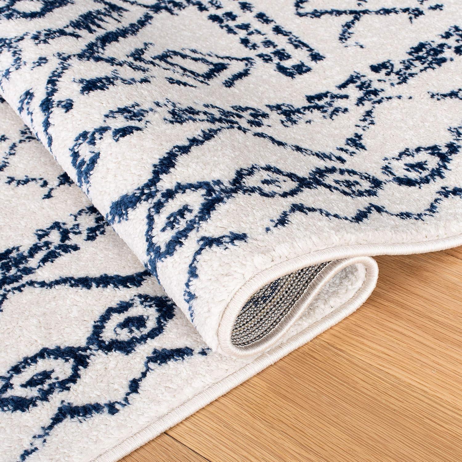 image:imageSAFAVIEH Area Rug 8x10 Tulum Collection Large Ivory amp Black Moroccan Boho Distressed Design NonShedding amp Easy to Clean Ideal for Living Room Bedroom Dining Space TUL268DIvoryNavy