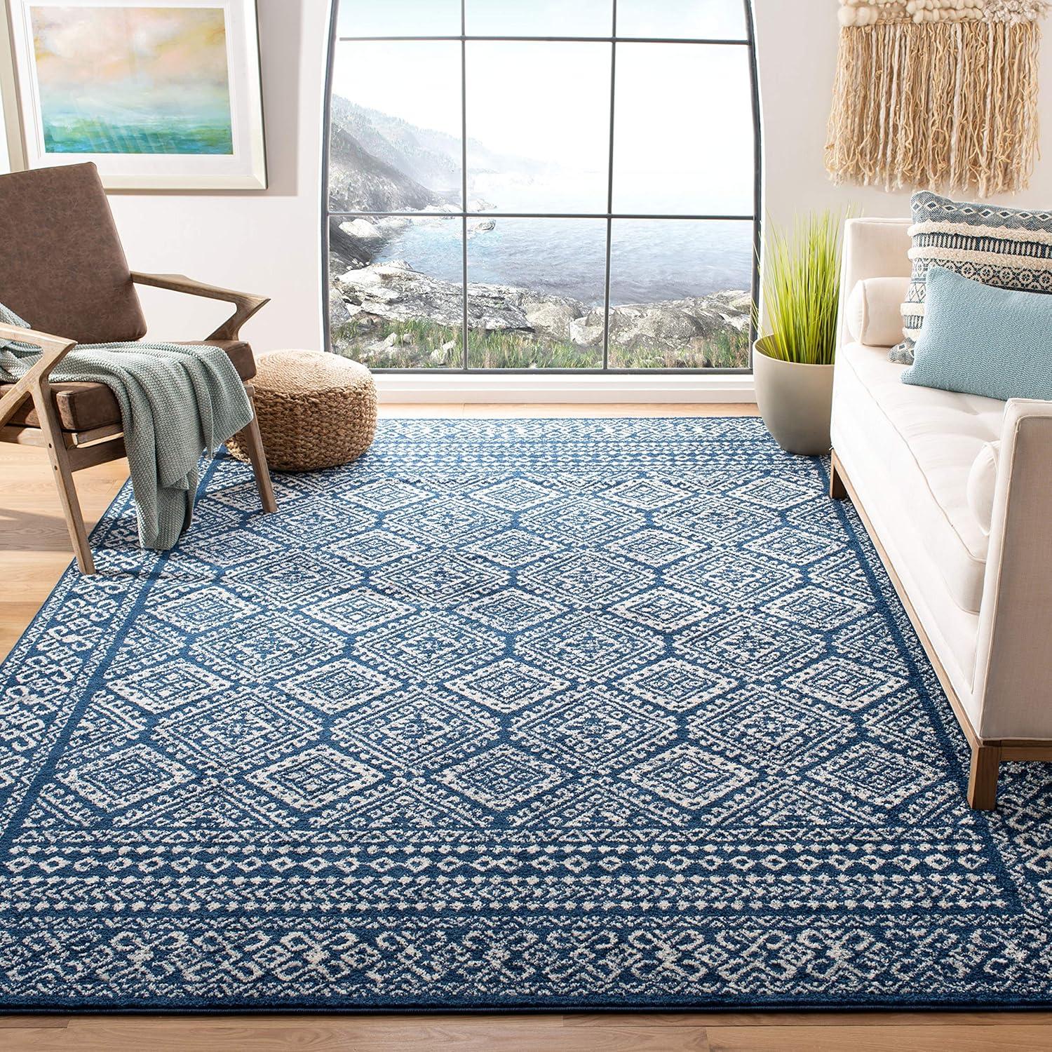 image:imageSAFAVIEH Area Rug 8x10 Tulum Collection Large Ivory amp Grey Moroccan Boho Distressed Design NonShedding amp Easy to Clean Ideal for Living Room Bedroom Dining Space TUL264ANavyIvory