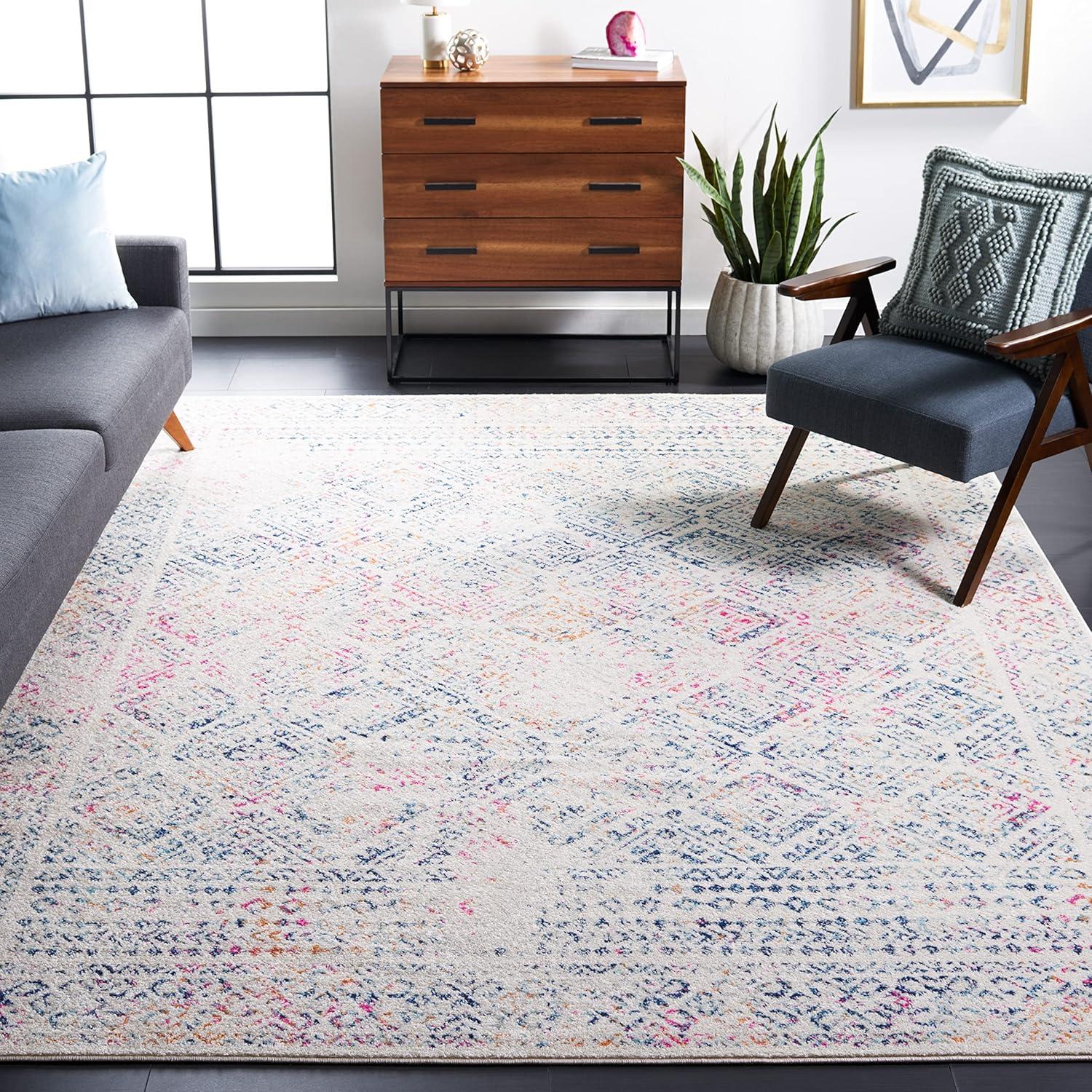 image:imageSAFAVIEH Area Rug 8x10 Tulum Collection Large Ivory amp Grey Moroccan Boho Distressed Design NonShedding amp Easy to Clean Ideal for Living Room Bedroom Dining Space TUL264AIvoryDark Blue