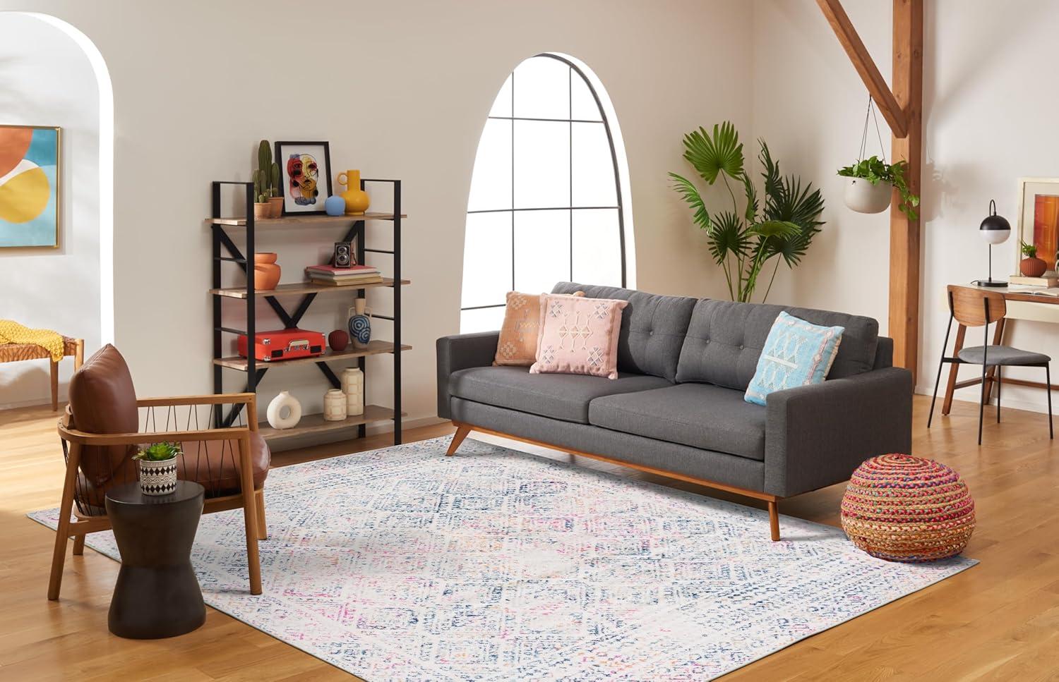 image:imageSAFAVIEH Area Rug 8x10 Tulum Collection Large Ivory amp Grey Moroccan Boho Distressed Design NonShedding amp Easy to Clean Ideal for Living Room Bedroom Dining Space TUL264AIvoryDark Blue