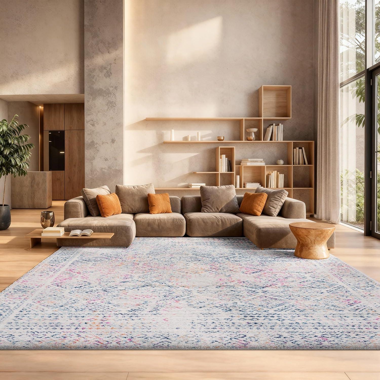 image:imageSAFAVIEH Area Rug 8x10 Tulum Collection Large Ivory amp Grey Moroccan Boho Distressed Design NonShedding amp Easy to Clean Ideal for Living Room Bedroom Dining Space TUL264AIvoryDark Blue