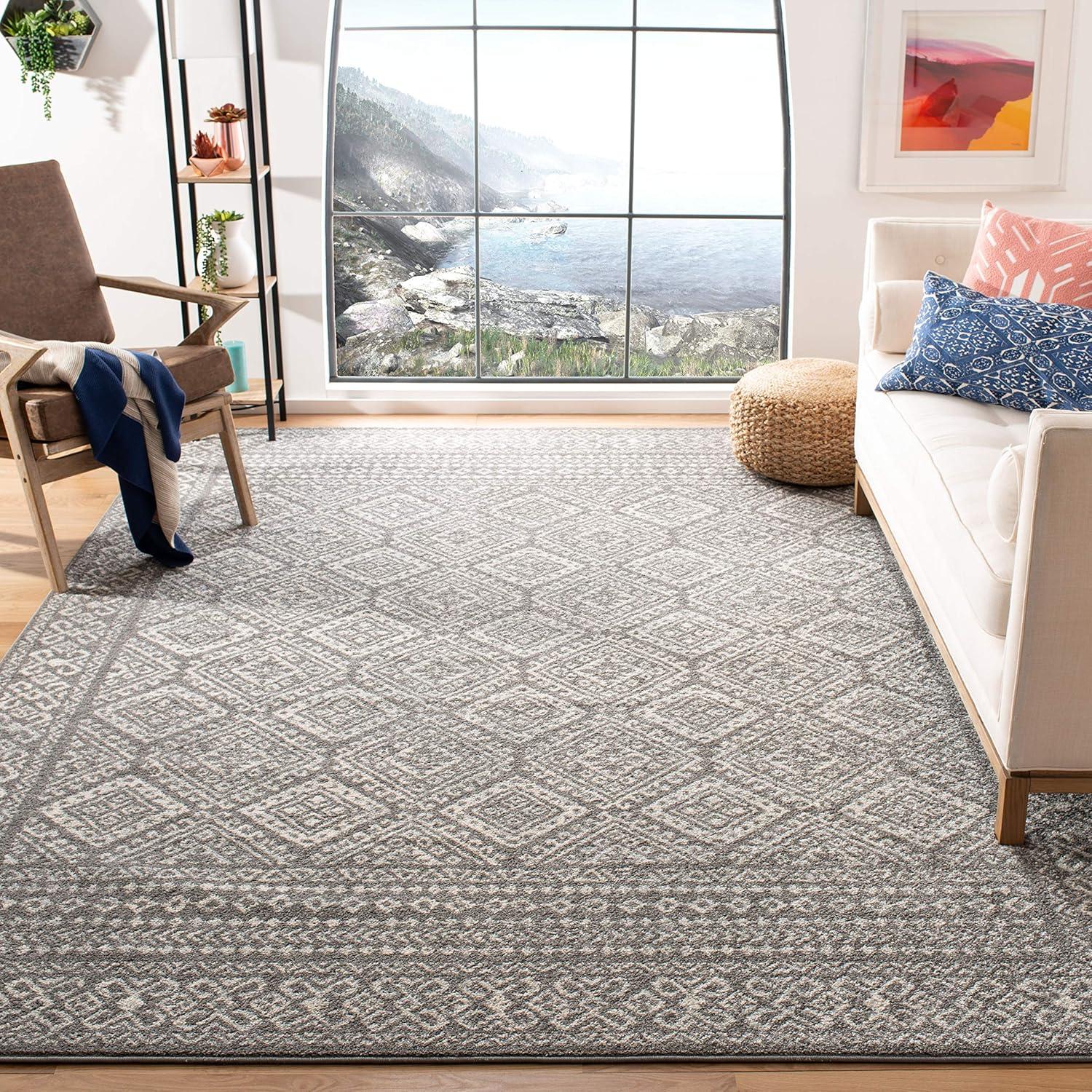 image:imageSAFAVIEH Area Rug 8x10 Tulum Collection Large Ivory amp Grey Moroccan Boho Distressed Design NonShedding amp Easy to Clean Ideal for Living Room Bedroom Dining Space TUL264ADark GreyIvory