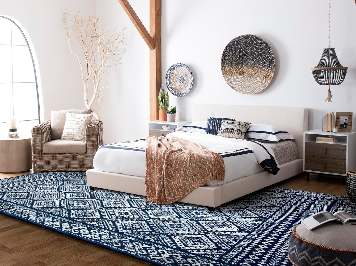 image:imageSAFAVIEH Area Rug 8x10 Tulum Collection Large Ivory amp Grey Moroccan Boho Distressed Design NonShedding amp Easy to Clean Ideal for Living Room Bedroom Dining Space TUL264ANavyIvory