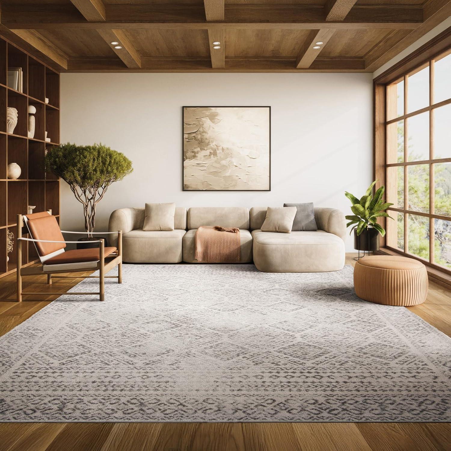 image:imageSAFAVIEH Area Rug 8x10 Tulum Collection Large Ivory amp Grey Moroccan Boho Distressed Design NonShedding amp Easy to Clean Ideal for Living Room Bedroom Dining Space TUL264AIvoryGrey