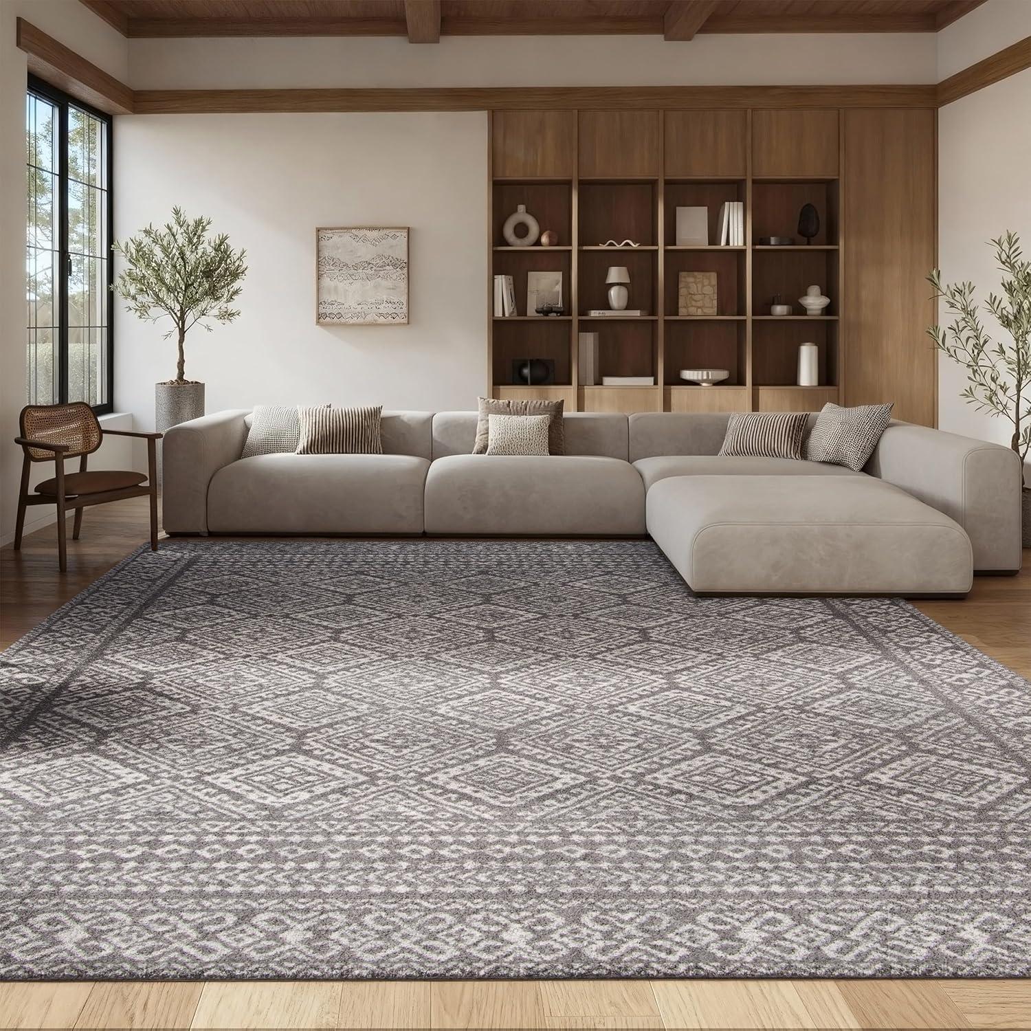 image:imageSAFAVIEH Area Rug 8x10 Tulum Collection Large Ivory amp Grey Moroccan Boho Distressed Design NonShedding amp Easy to Clean Ideal for Living Room Bedroom Dining Space TUL264ADark GreyIvory