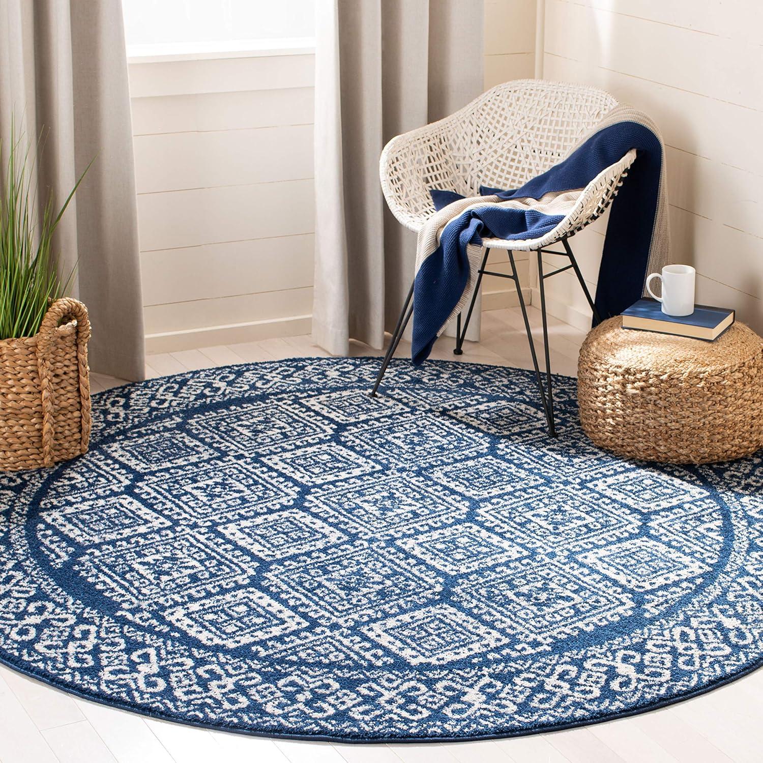 image:imageSAFAVIEH Area Rug 8x10 Tulum Collection Large Ivory amp Grey Moroccan Boho Distressed Design NonShedding amp Easy to Clean Ideal for Living Room Bedroom Dining Space TUL264ANavyIvory