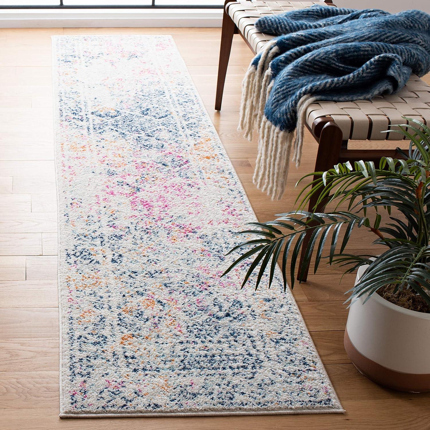 image:imageSAFAVIEH Area Rug 8x10 Tulum Collection Large Ivory amp Grey Moroccan Boho Distressed Design NonShedding amp Easy to Clean Ideal for Living Room Bedroom Dining Space TUL264AIvoryDark Blue