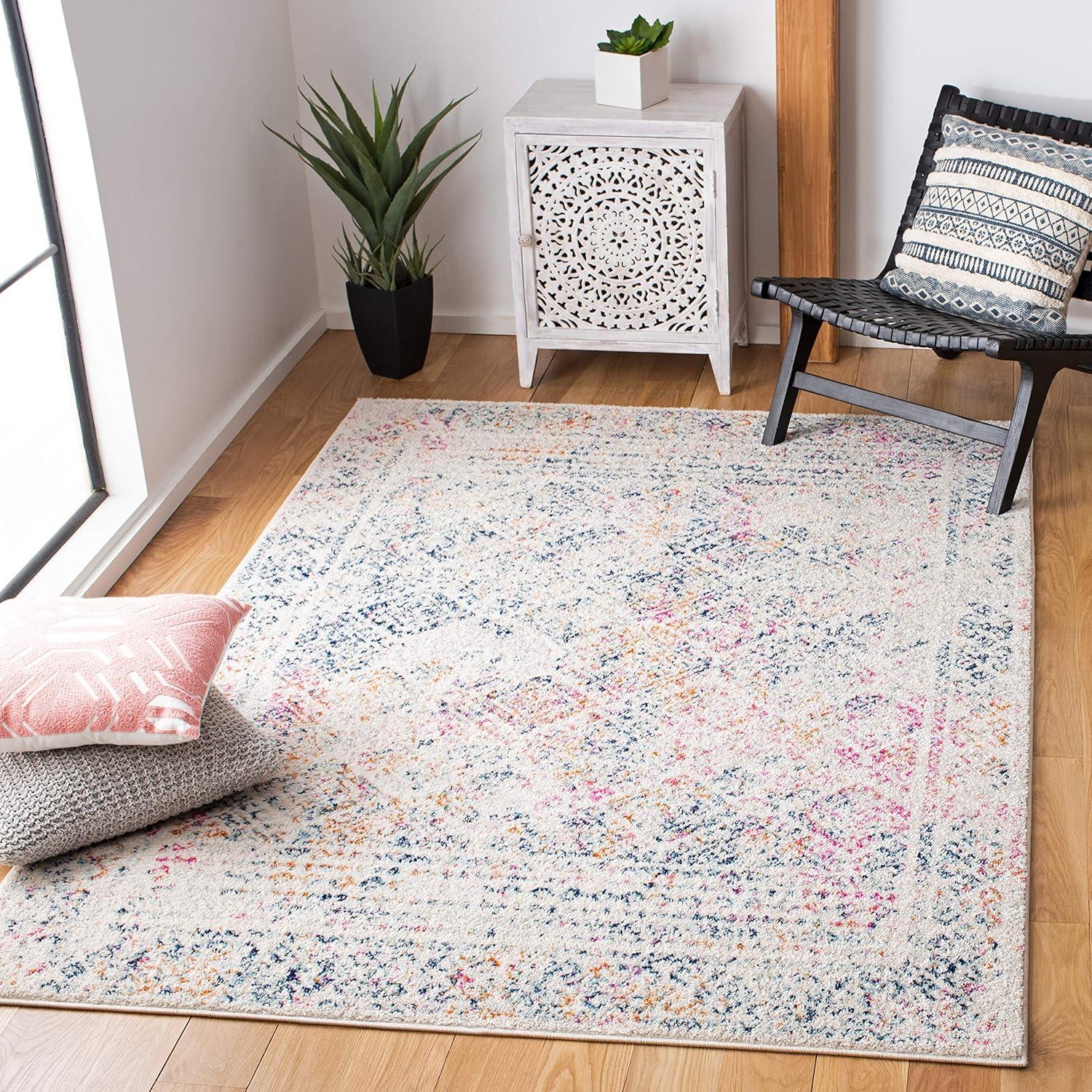 image:imageSAFAVIEH Area Rug 8x10 Tulum Collection Large Ivory amp Grey Moroccan Boho Distressed Design NonShedding amp Easy to Clean Ideal for Living Room Bedroom Dining Space TUL264AIvoryDark Blue