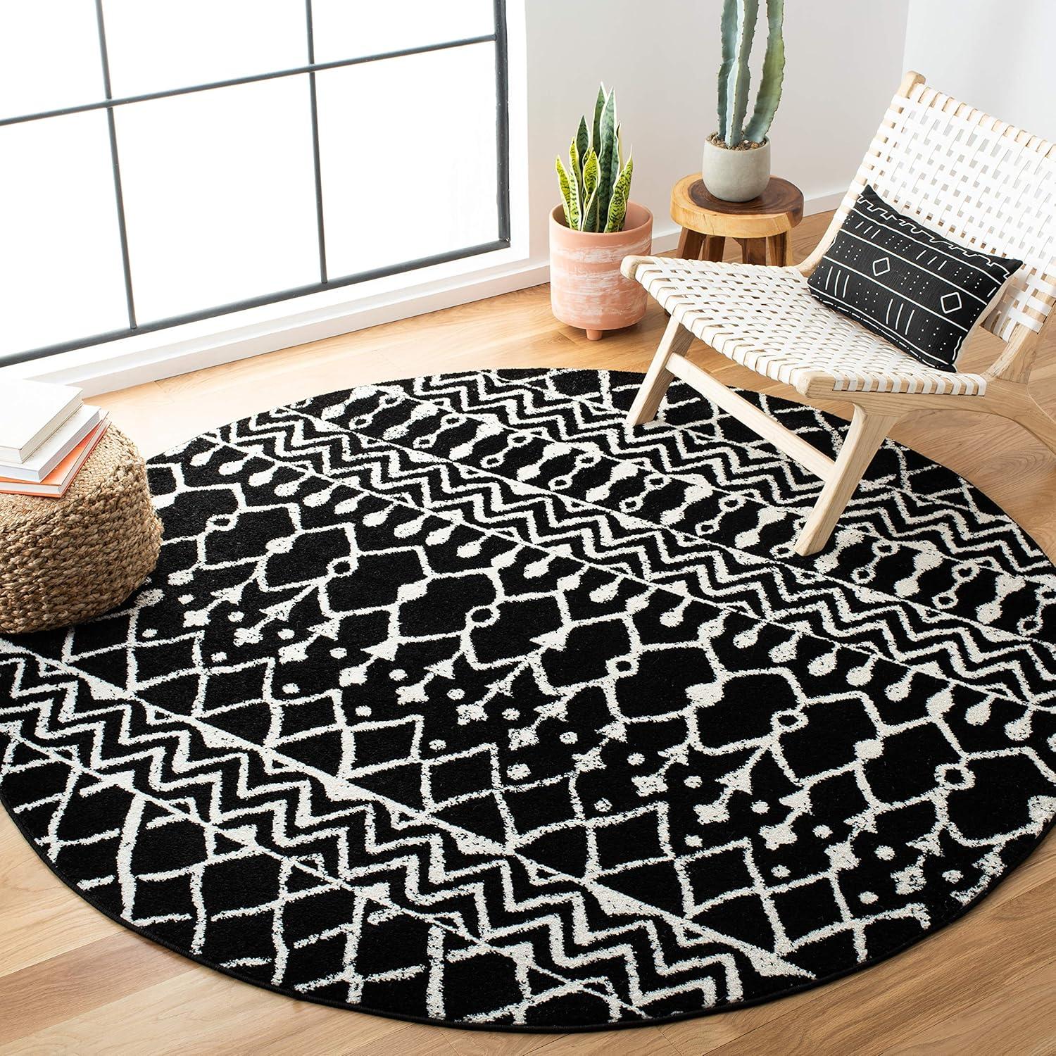 image:imageSAFAVIEH Area Rug 8x10 Tulum Collection Large Navy amp Ivory Moroccan Boho Distressed Design NonShedding amp Easy to Clean Ideal for Living Room Bedroom Dining Space TUL270NBlackIvory