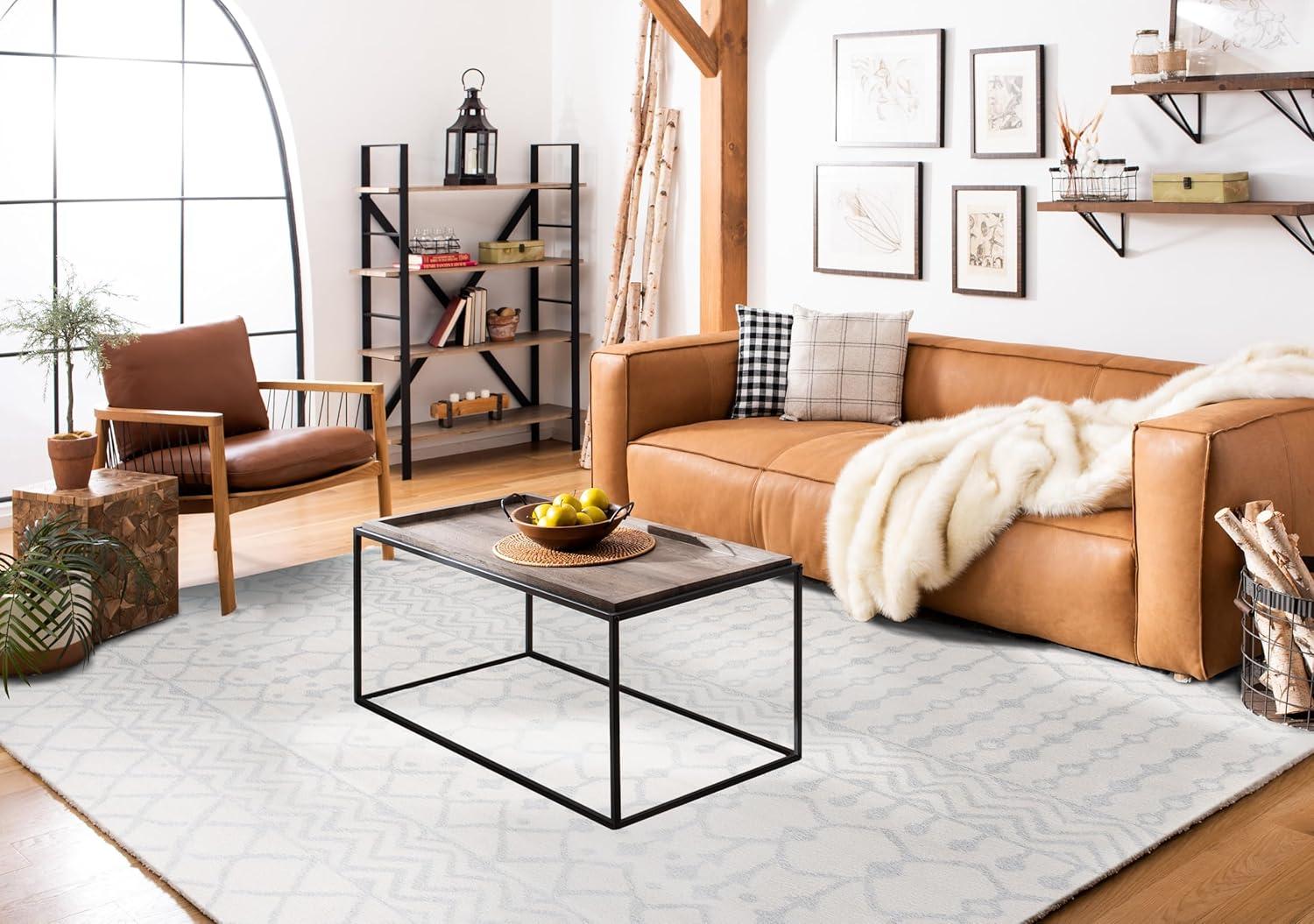 image:imageSAFAVIEH Area Rug 8x10 Tulum Collection Large Navy amp Ivory Moroccan Boho Distressed Design NonShedding amp Easy to Clean Ideal for Living Room Bedroom Dining Space TUL270NIvoryLight Grey