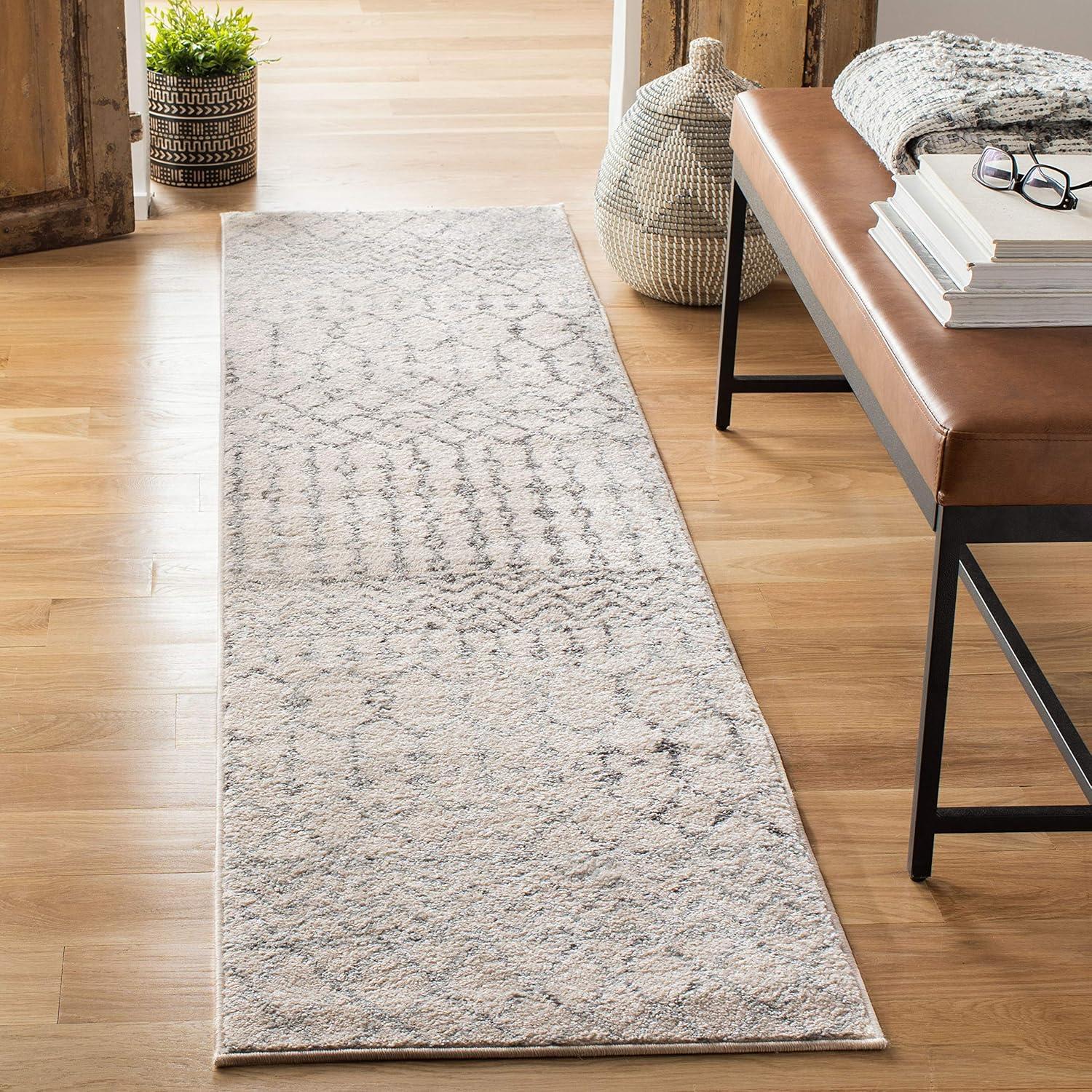 image:imageSAFAVIEH Area Rug 8x10 Tulum Collection Large Navy amp Ivory Moroccan Boho Distressed Design NonShedding amp Easy to Clean Ideal for Living Room Bedroom Dining Space TUL270NIvoryGrey