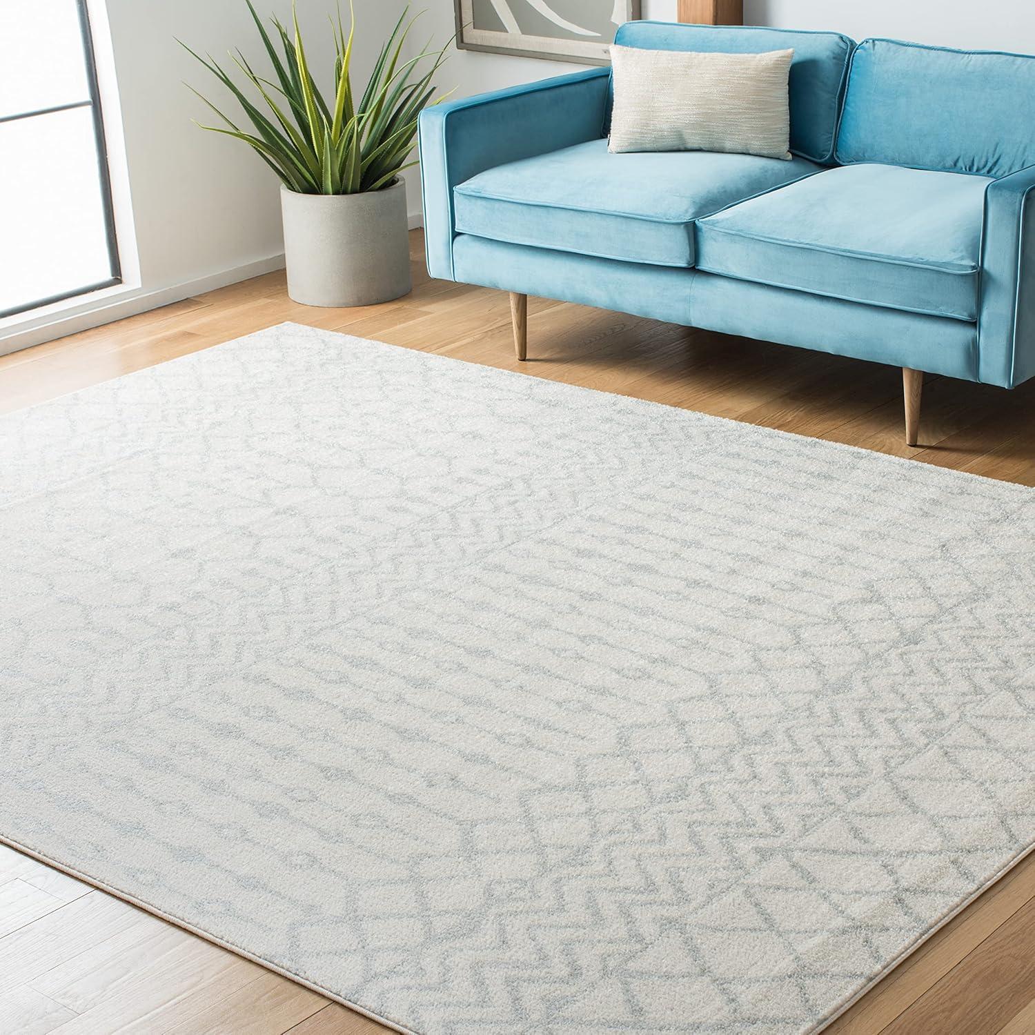 image:imageSAFAVIEH Area Rug 8x10 Tulum Collection Large Navy amp Ivory Moroccan Boho Distressed Design NonShedding amp Easy to Clean Ideal for Living Room Bedroom Dining Space TUL270NIvoryLight Grey