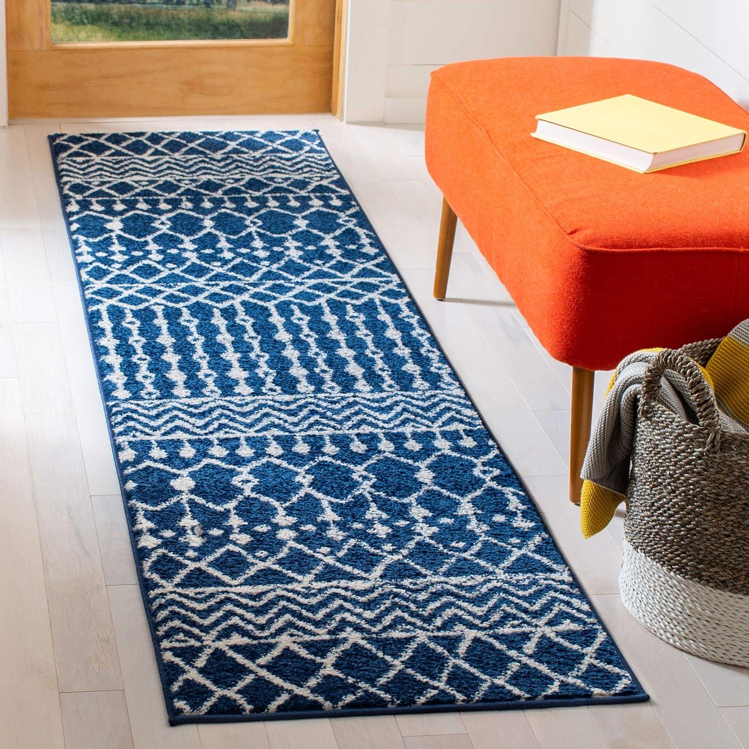 image:imageSAFAVIEH Area Rug 8x10 Tulum Collection Large Navy amp Ivory Moroccan Boho Distressed Design NonShedding amp Easy to Clean Ideal for Living Room Bedroom Dining Space TUL270NNavyIvory