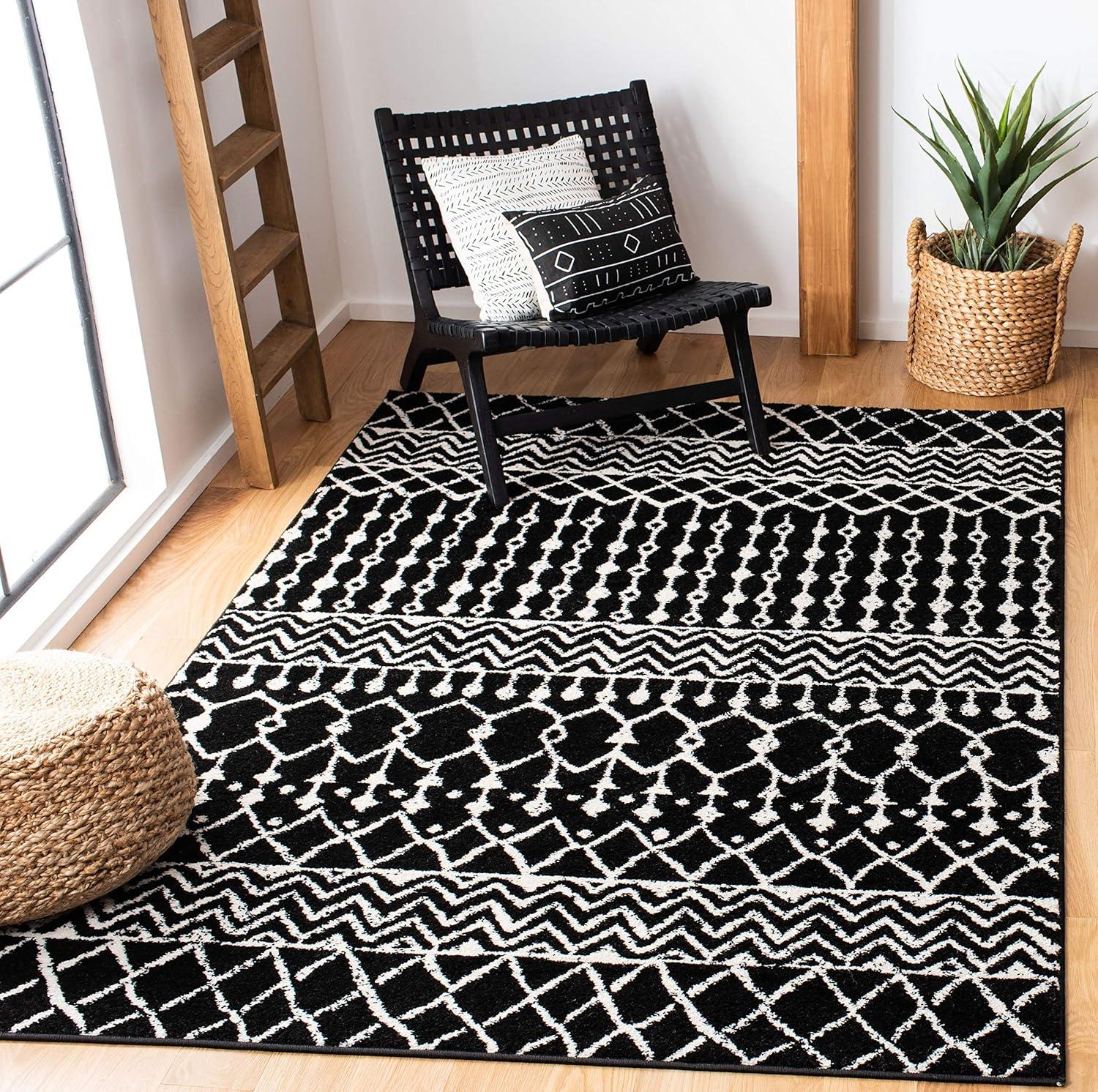 image:imageSAFAVIEH Area Rug 8x10 Tulum Collection Large Navy amp Ivory Moroccan Boho Distressed Design NonShedding amp Easy to Clean Ideal for Living Room Bedroom Dining Space TUL270NBlackIvory