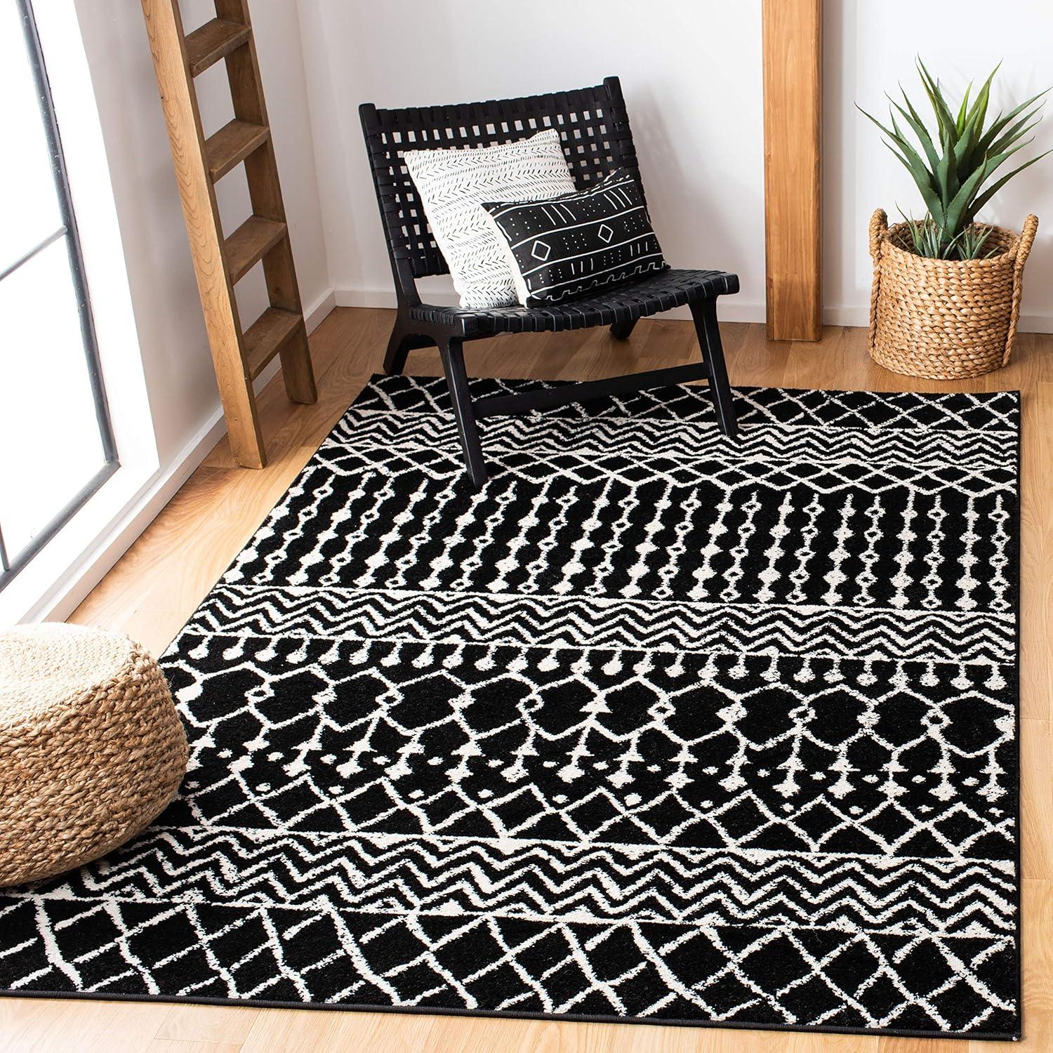 image:imageSAFAVIEH Area Rug 8x10 Tulum Collection Large Navy amp Ivory Moroccan Boho Distressed Design NonShedding amp Easy to Clean Ideal for Living Room Bedroom Dining Space TUL270NBlackIvory