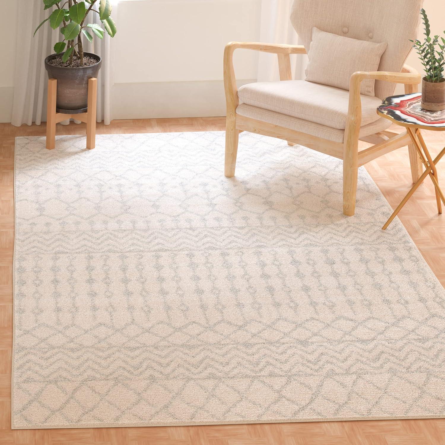 image:imageSAFAVIEH Area Rug 8x10 Tulum Collection Large Navy amp Ivory Moroccan Boho Distressed Design NonShedding amp Easy to Clean Ideal for Living Room Bedroom Dining Space TUL270NIvoryLight Grey