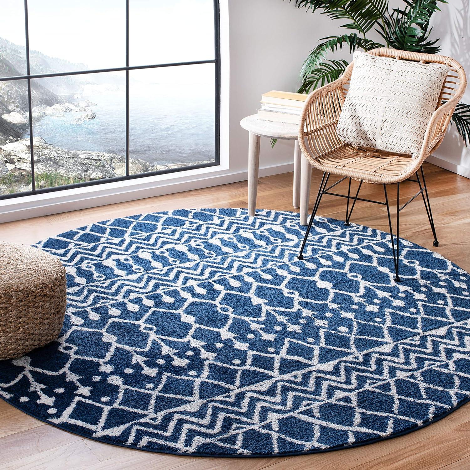 image:imageSAFAVIEH Area Rug 8x10 Tulum Collection Large Navy amp Ivory Moroccan Boho Distressed Design NonShedding amp Easy to Clean Ideal for Living Room Bedroom Dining Space TUL270NNavyIvory