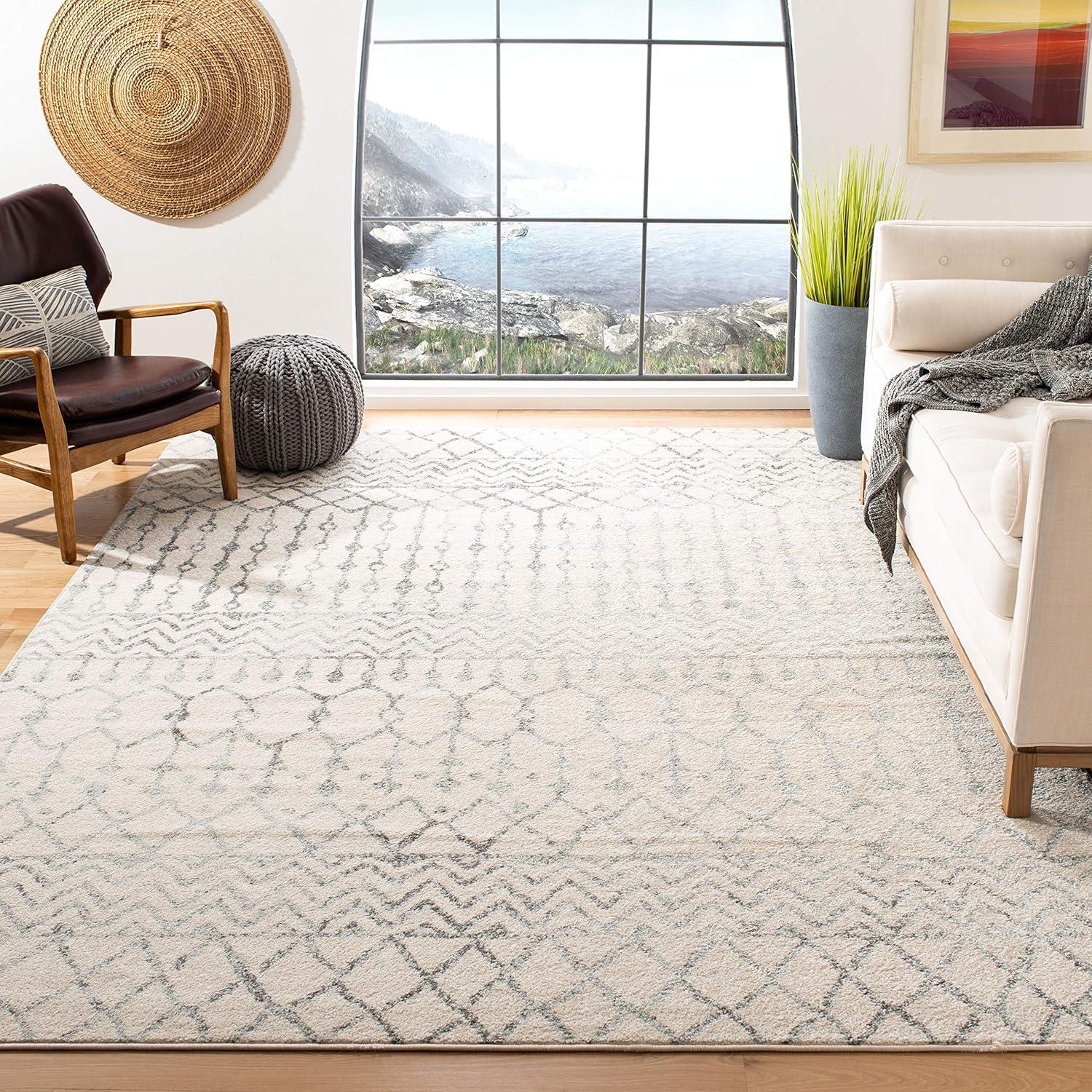 image:imageSAFAVIEH Area Rug 8x10 Tulum Collection Large Navy amp Ivory Moroccan Boho Distressed Design NonShedding amp Easy to Clean Ideal for Living Room Bedroom Dining Space TUL270NIvoryGrey