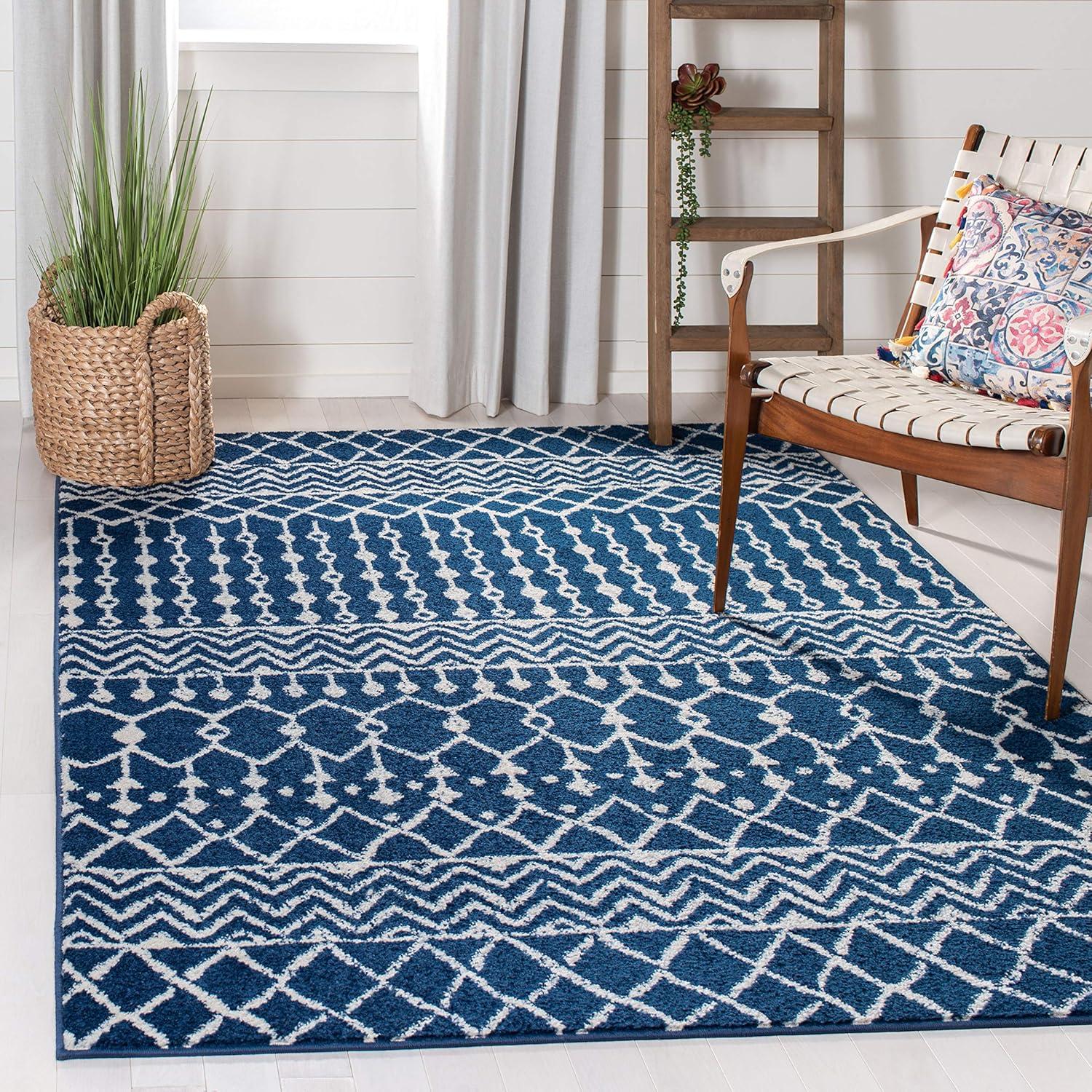 image:imageSAFAVIEH Area Rug 8x10 Tulum Collection Large Navy amp Ivory Moroccan Boho Distressed Design NonShedding amp Easy to Clean Ideal for Living Room Bedroom Dining Space TUL270NNavyIvory