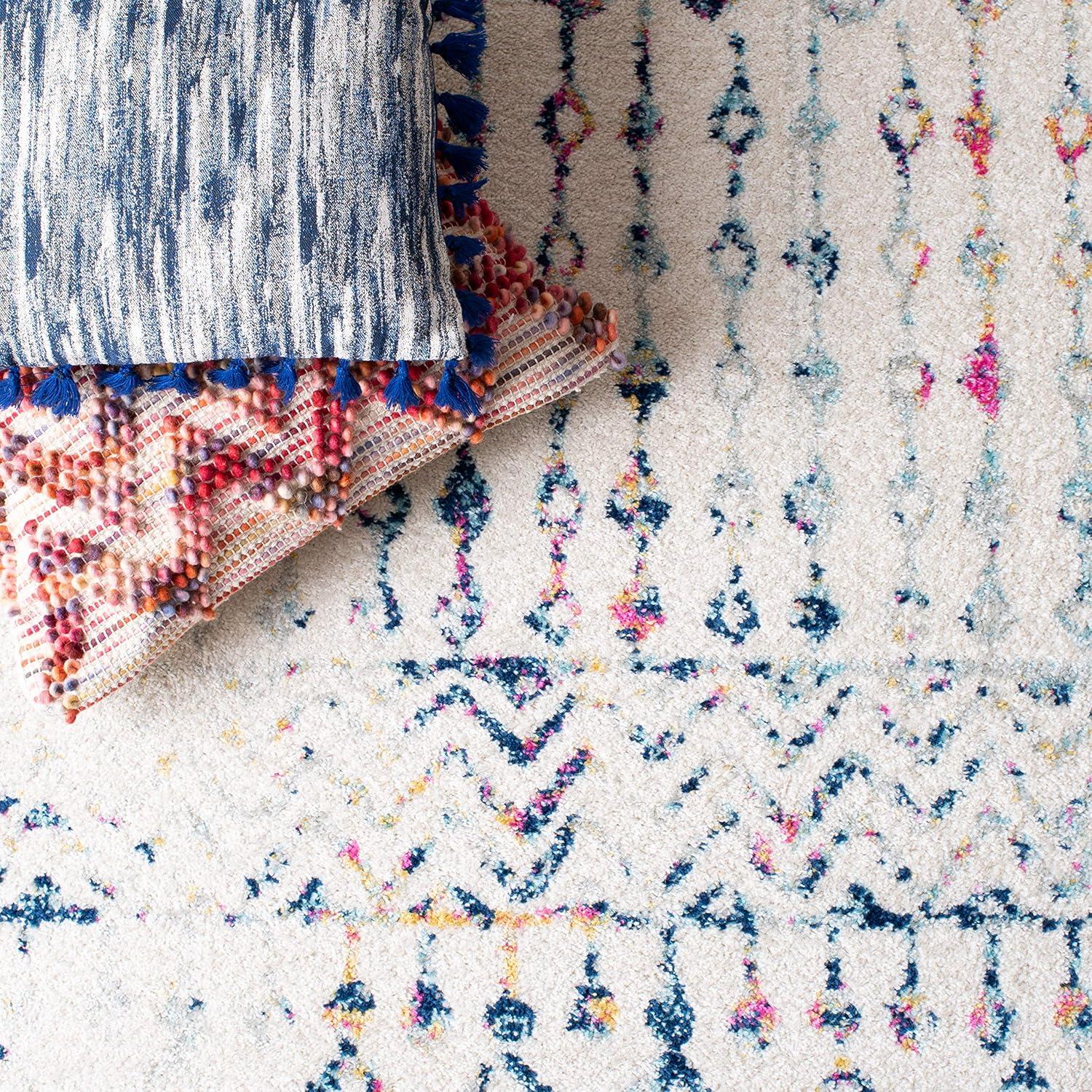 image:imageSAFAVIEH Area Rug 8x10 Tulum Collection Large Navy amp Ivory Moroccan Boho Distressed Design NonShedding amp Easy to Clean Ideal for Living Room Bedroom Dining Space TUL270NIvoryBlue