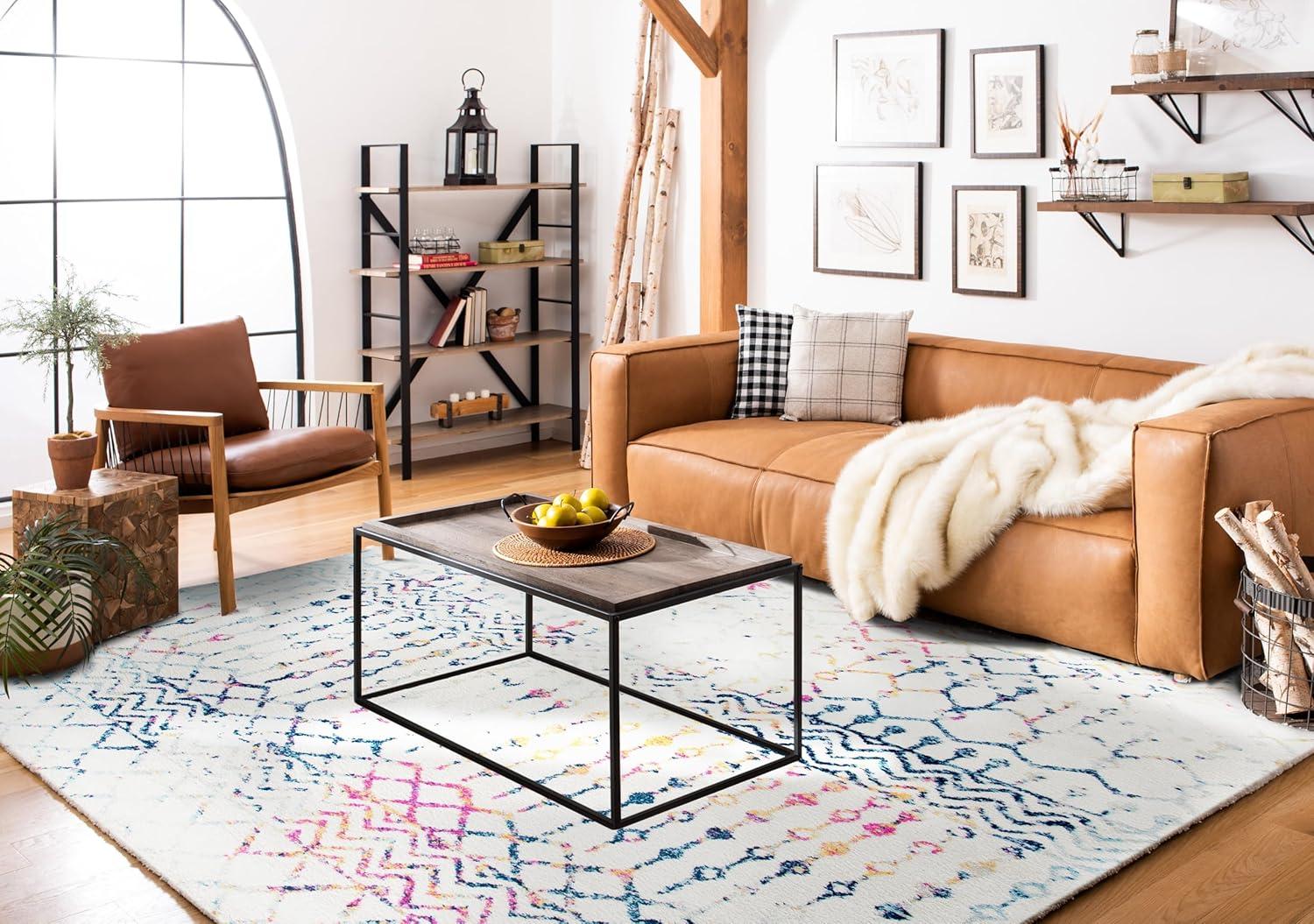 image:imageSAFAVIEH Area Rug 8x10 Tulum Collection Large Navy amp Ivory Moroccan Boho Distressed Design NonShedding amp Easy to Clean Ideal for Living Room Bedroom Dining Space TUL270NIvoryBlue