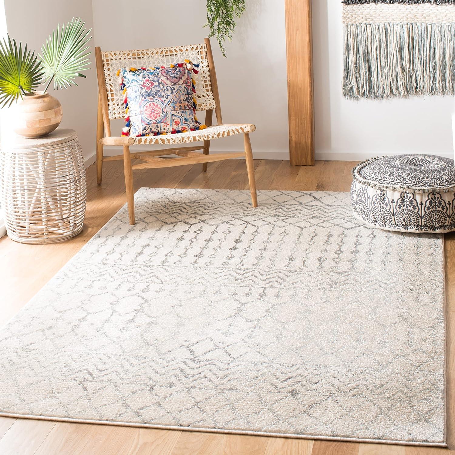 image:imageSAFAVIEH Area Rug 8x10 Tulum Collection Large Navy amp Ivory Moroccan Boho Distressed Design NonShedding amp Easy to Clean Ideal for Living Room Bedroom Dining Space TUL270NIvoryGrey