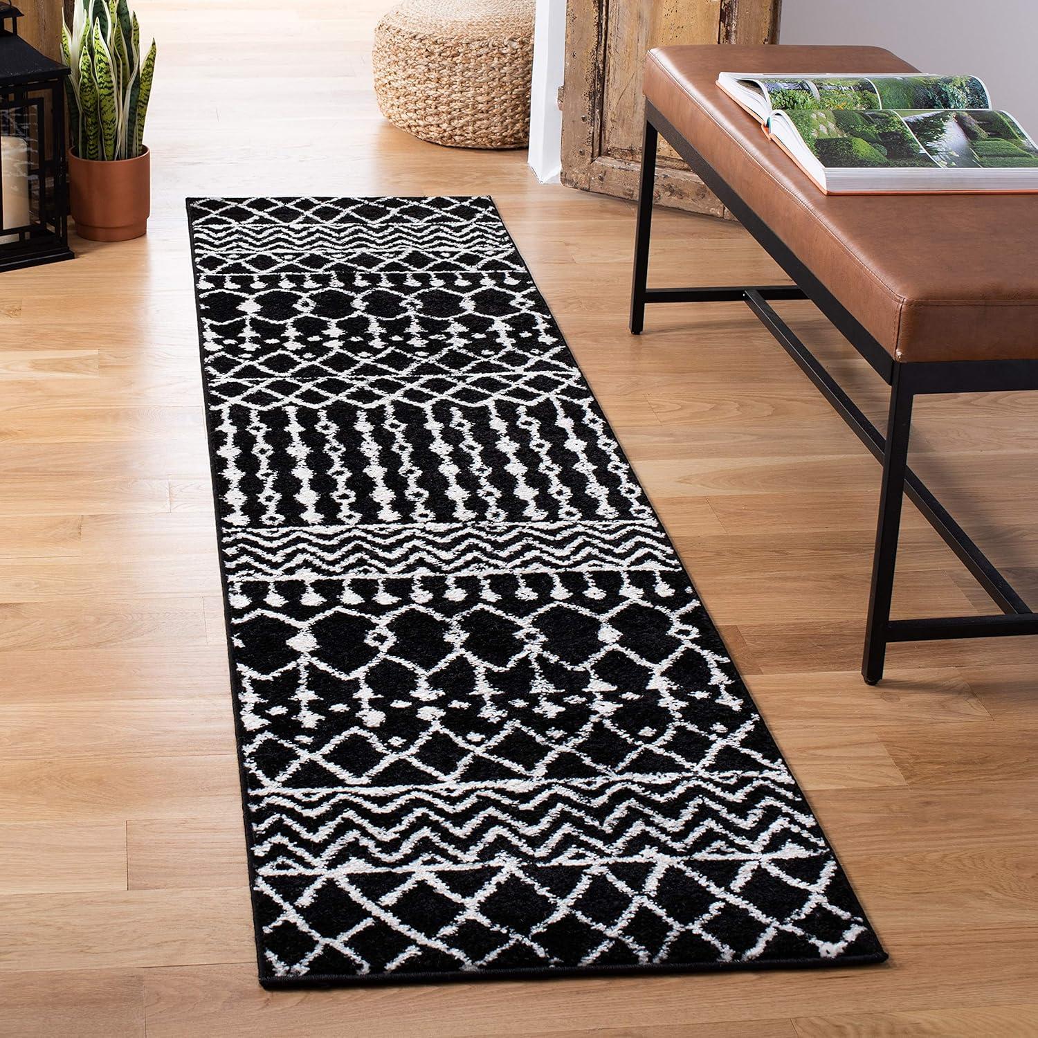 image:imageSAFAVIEH Area Rug 8x10 Tulum Collection Large Navy amp Ivory Moroccan Boho Distressed Design NonShedding amp Easy to Clean Ideal for Living Room Bedroom Dining Space TUL270NBlackIvory