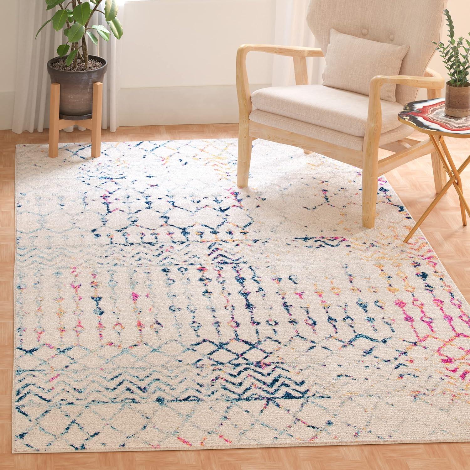 image:imageSAFAVIEH Area Rug 8x10 Tulum Collection Large Navy amp Ivory Moroccan Boho Distressed Design NonShedding amp Easy to Clean Ideal for Living Room Bedroom Dining Space TUL270NIvoryBlue