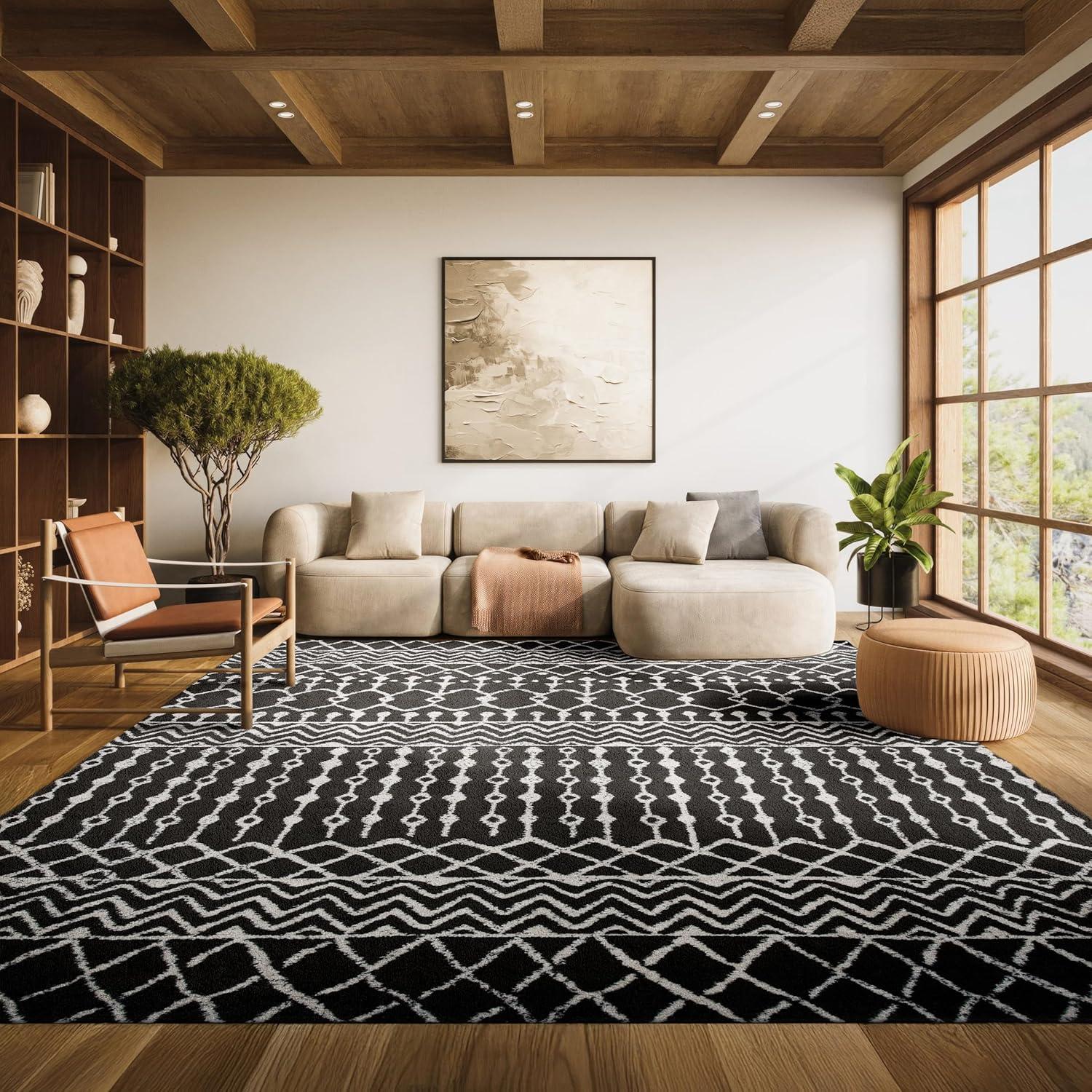 image:imageSAFAVIEH Area Rug 8x10 Tulum Collection Large Navy amp Ivory Moroccan Boho Distressed Design NonShedding amp Easy to Clean Ideal for Living Room Bedroom Dining Space TUL270NBlackIvory