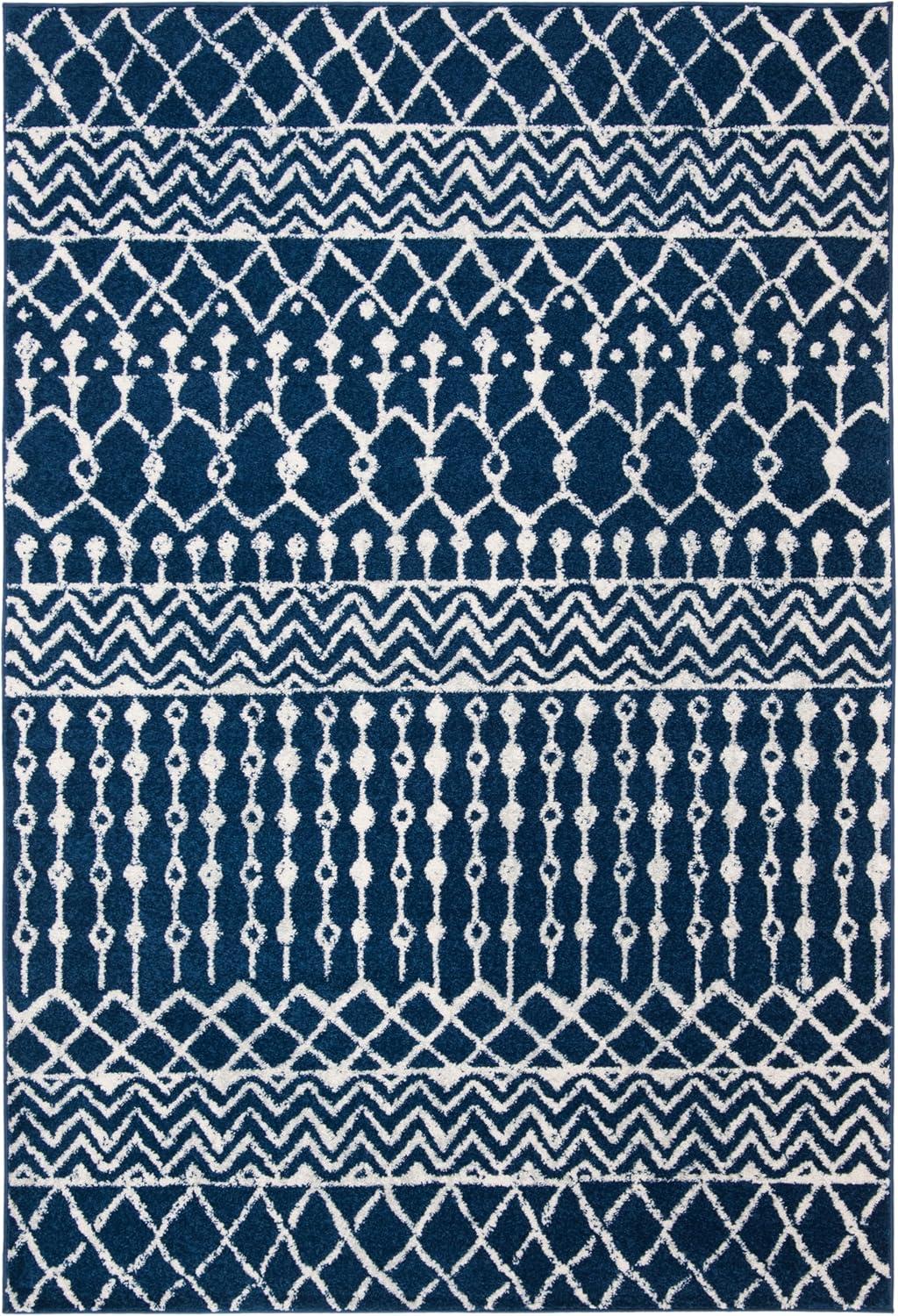 image:imageSAFAVIEH Area Rug 8x10 Tulum Collection Large Navy amp Ivory Moroccan Boho Distressed Design NonShedding amp Easy to Clean Ideal for Living Room Bedroom Dining Space TUL270NNavyIvory