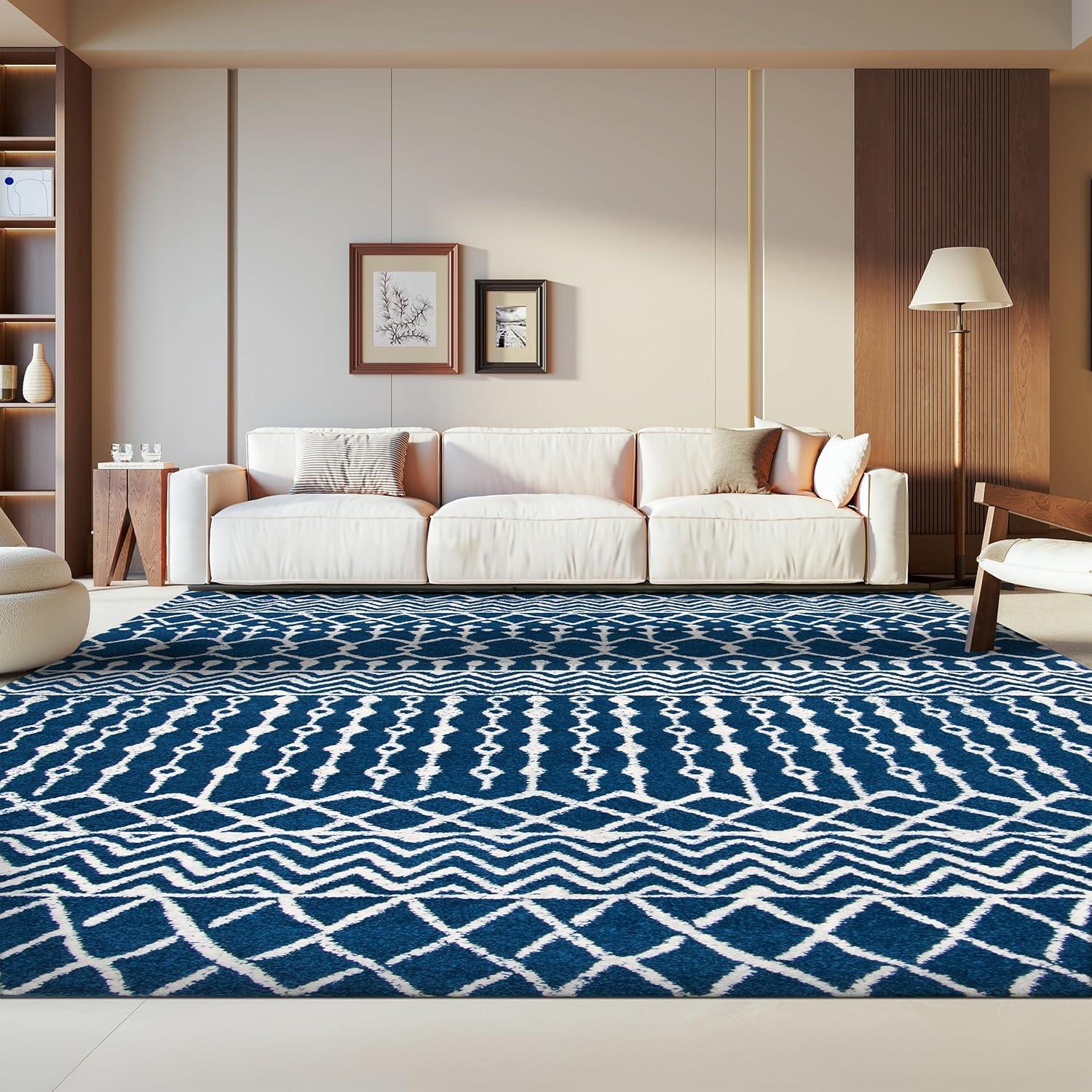 image:imageSAFAVIEH Area Rug 8x10 Tulum Collection Large Navy amp Ivory Moroccan Boho Distressed Design NonShedding amp Easy to Clean Ideal for Living Room Bedroom Dining Space TUL270NNavyIvory