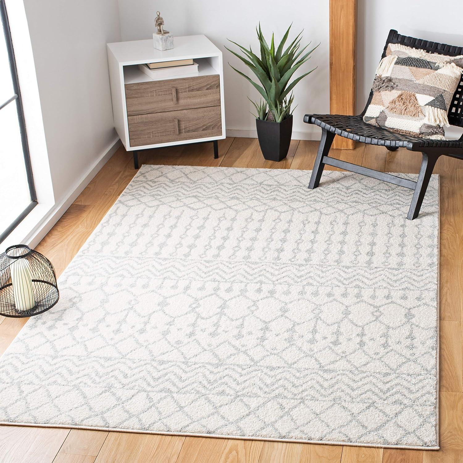 image:imageSAFAVIEH Area Rug 8x10 Tulum Collection Large Navy amp Ivory Moroccan Boho Distressed Design NonShedding amp Easy to Clean Ideal for Living Room Bedroom Dining Space TUL270NIvoryLight Grey