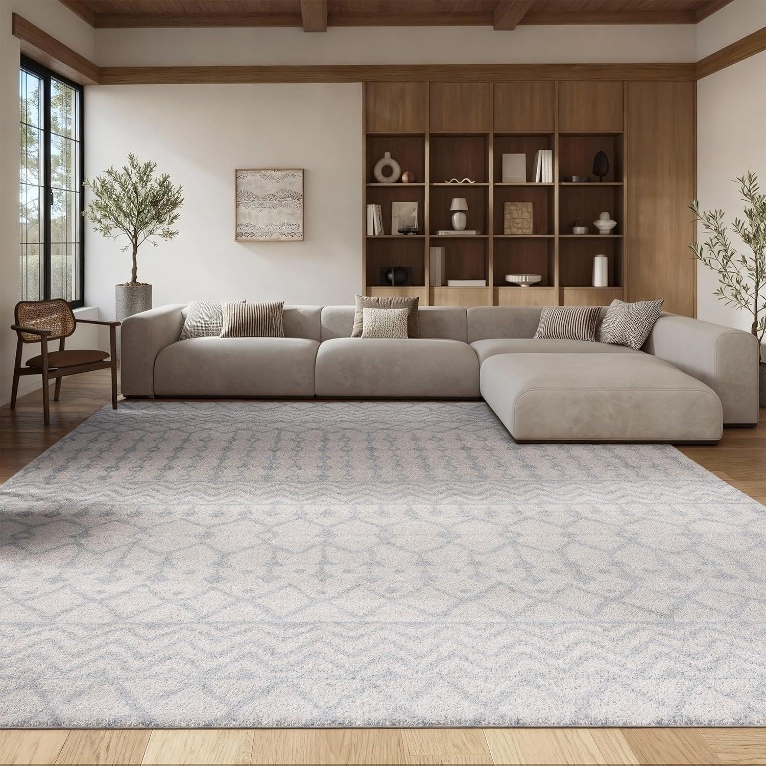 image:imageSAFAVIEH Area Rug 8x10 Tulum Collection Large Navy amp Ivory Moroccan Boho Distressed Design NonShedding amp Easy to Clean Ideal for Living Room Bedroom Dining Space TUL270NIvoryLight Grey