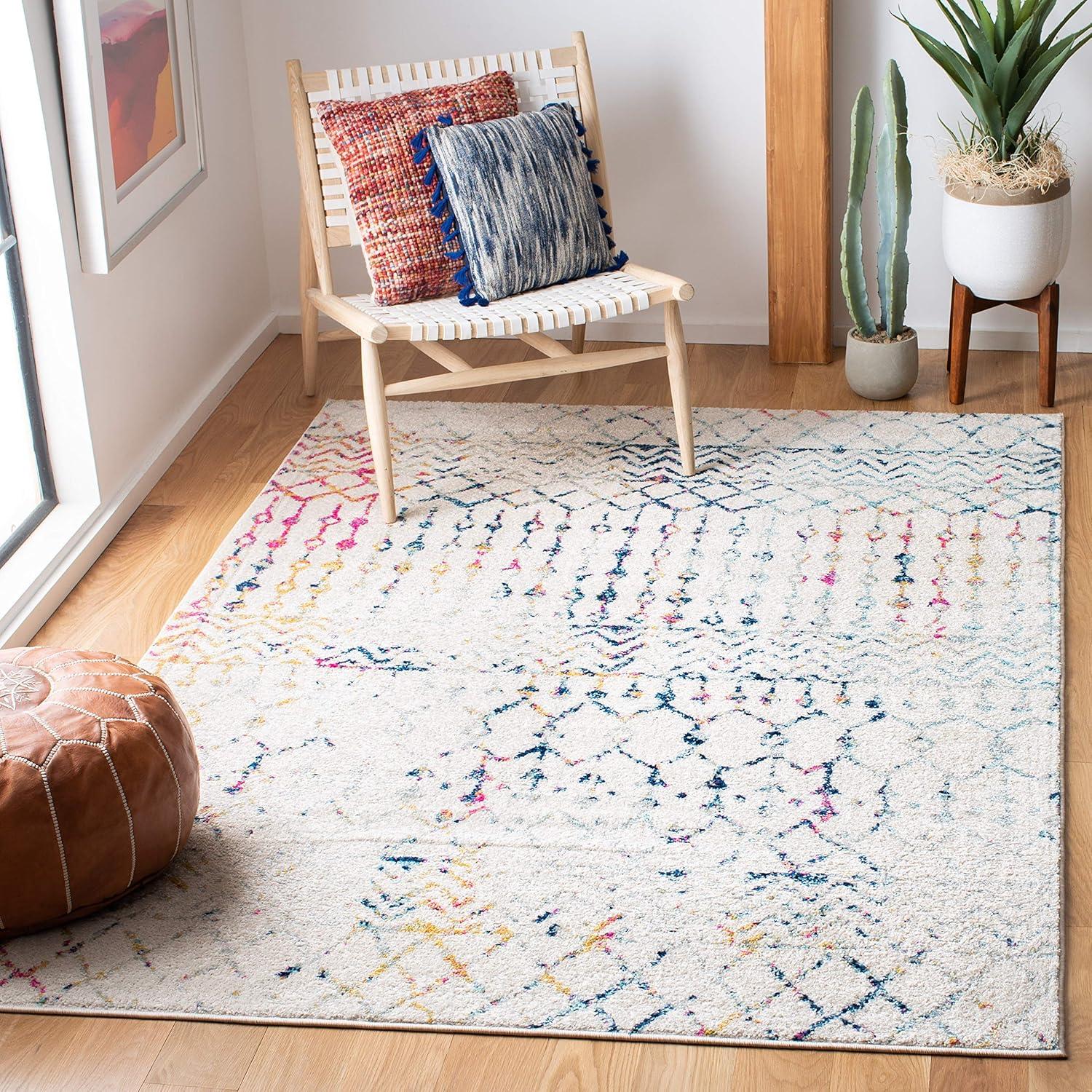 image:imageSAFAVIEH Area Rug 8x10 Tulum Collection Large Navy amp Ivory Moroccan Boho Distressed Design NonShedding amp Easy to Clean Ideal for Living Room Bedroom Dining Space TUL270NIvoryBlue