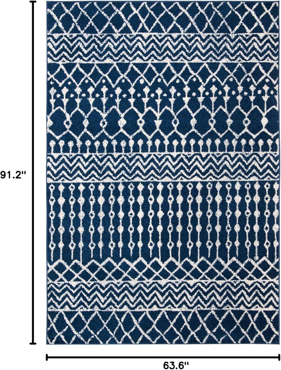 image:imageSAFAVIEH Area Rug 8x10 Tulum Collection Large Navy amp Ivory Moroccan Boho Distressed Design NonShedding amp Easy to Clean Ideal for Living Room Bedroom Dining Space TUL270NNavyIvory