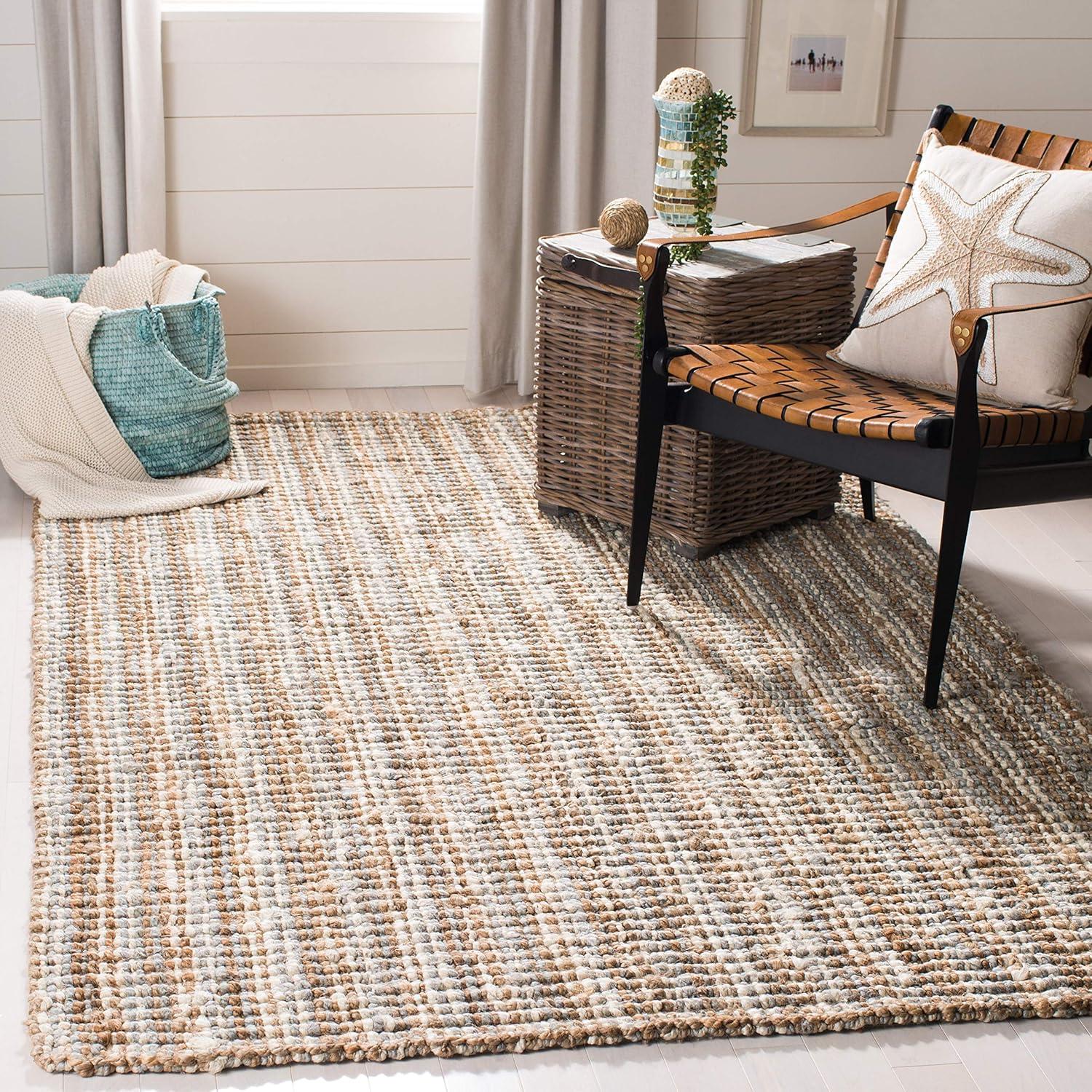 image:imageSAFAVIEH Area Rug 9x12 Natural Fiber Collection Large Natural Brown Handmade Jute Farmhouse Style Chunky Textured Thick Pile NF447AGreyNatural