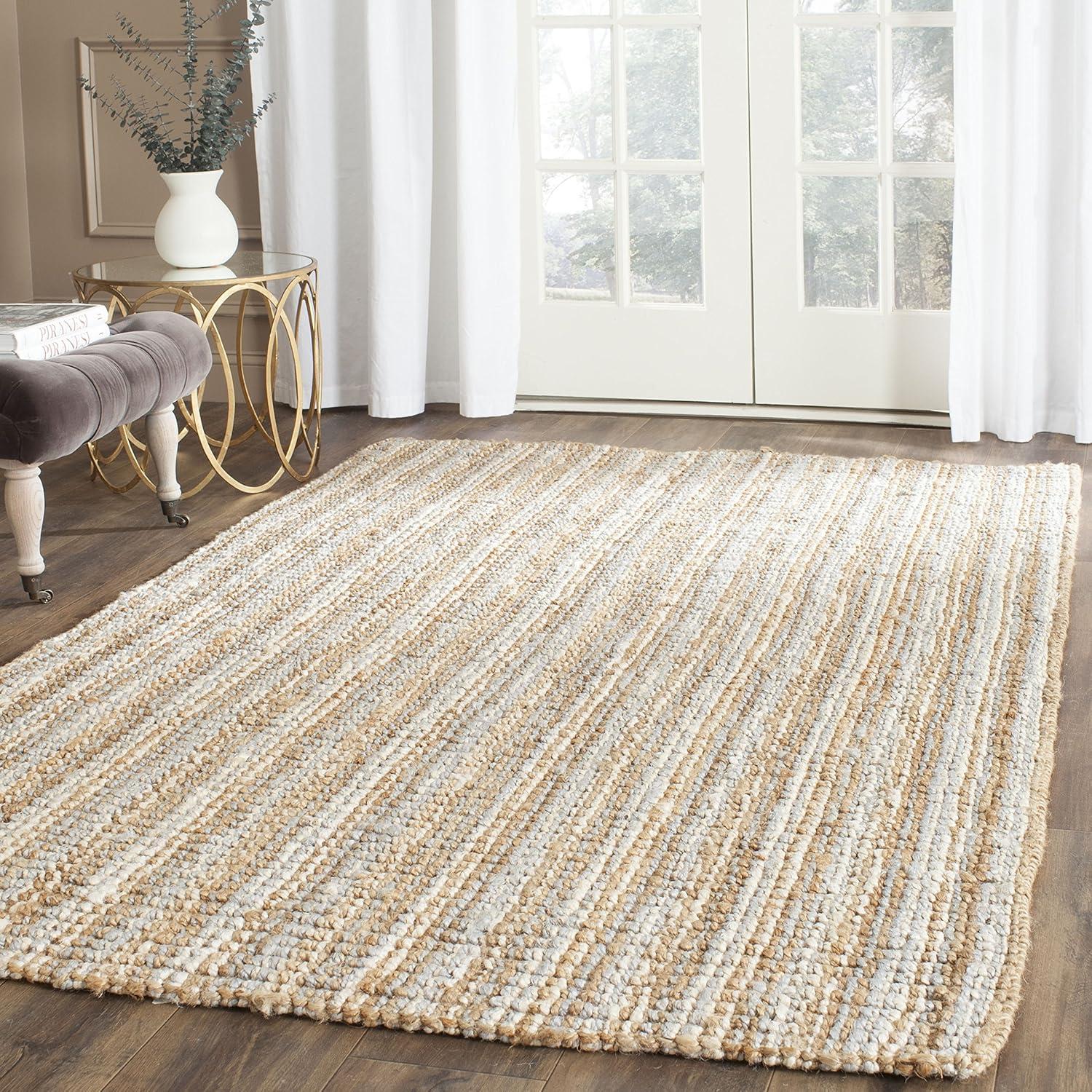 image:imageSAFAVIEH Area Rug 9x12 Natural Fiber Collection Large Natural Brown Handmade Jute Farmhouse Style Chunky Textured Thick Pile NF447AGreyNatural